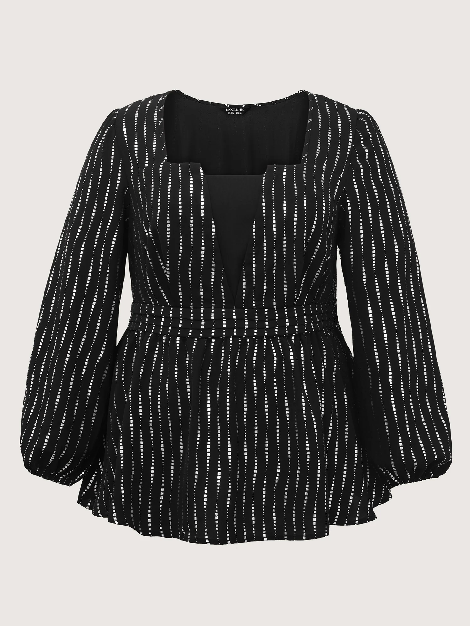 Shimmery Sequin Cinched-Waist Blouse - Image 7