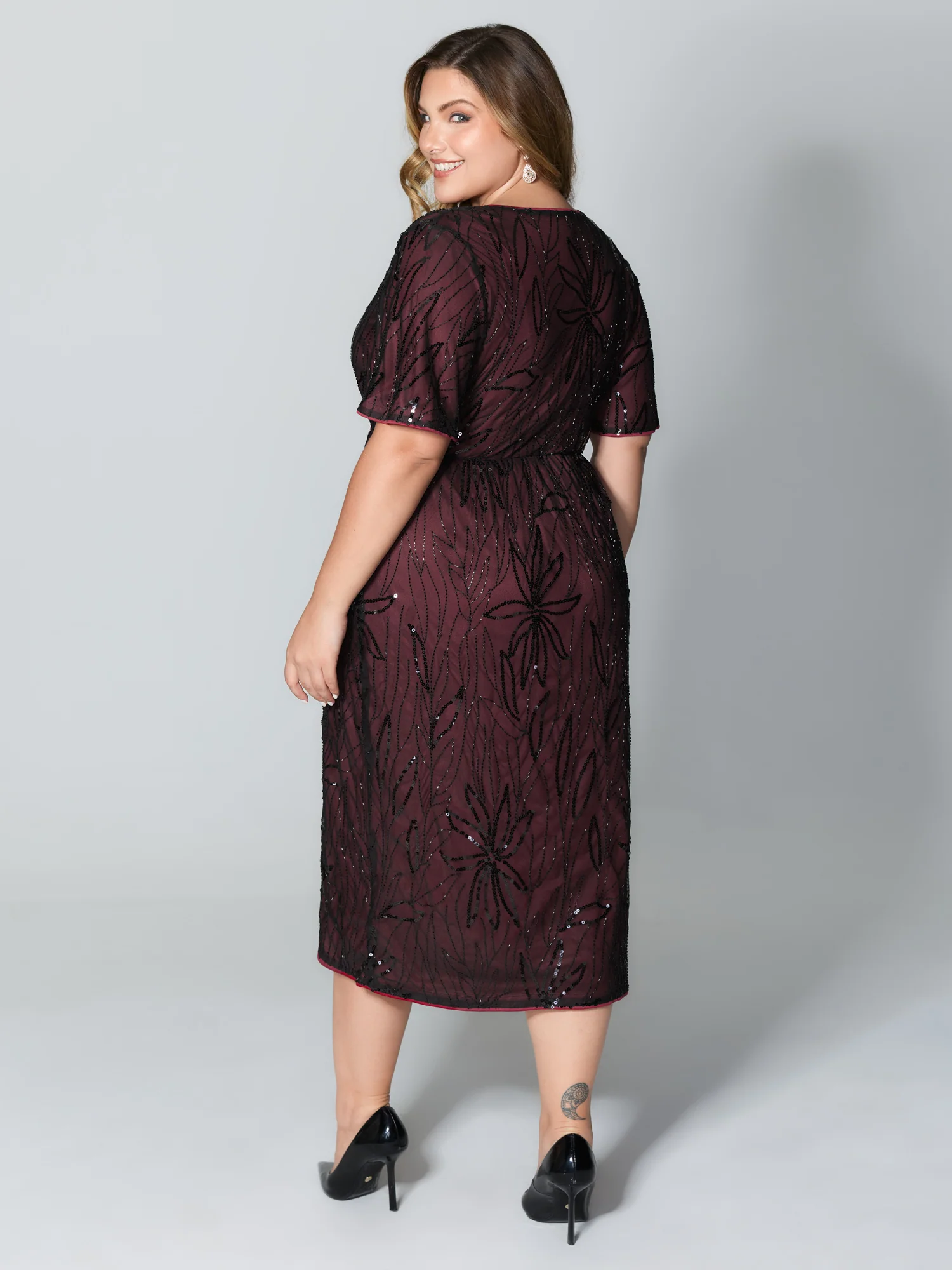 Shimmery Sequin Embroidery Pockets Party Dress - Image 4