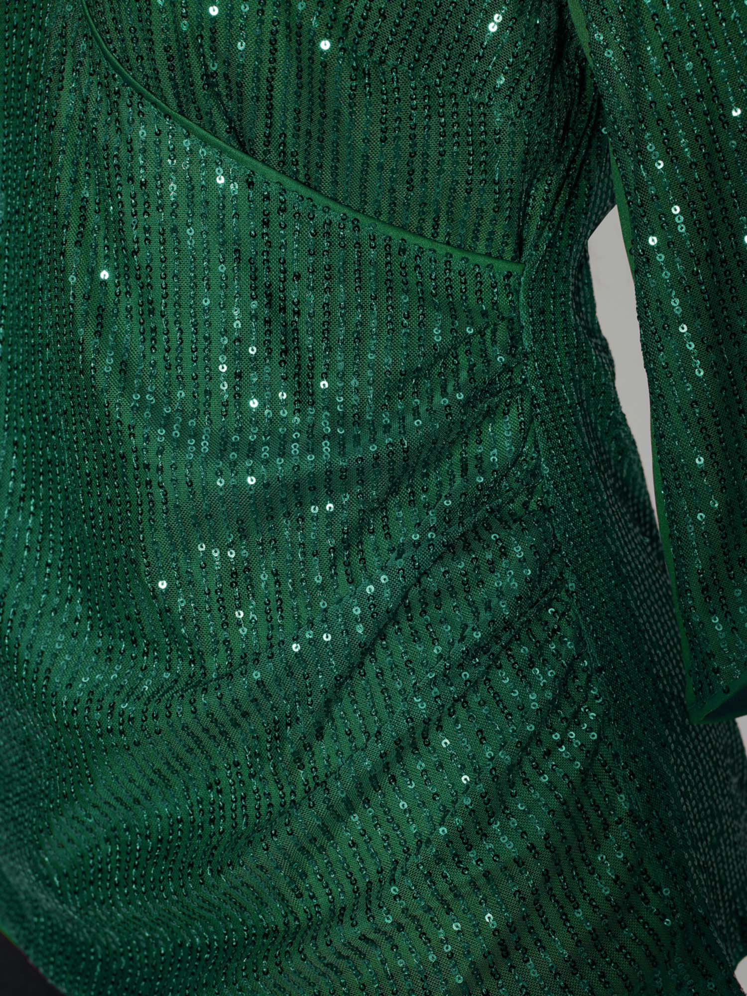 Shimmery Sequin Gathered Flared Sleeve Blouse - Image 10