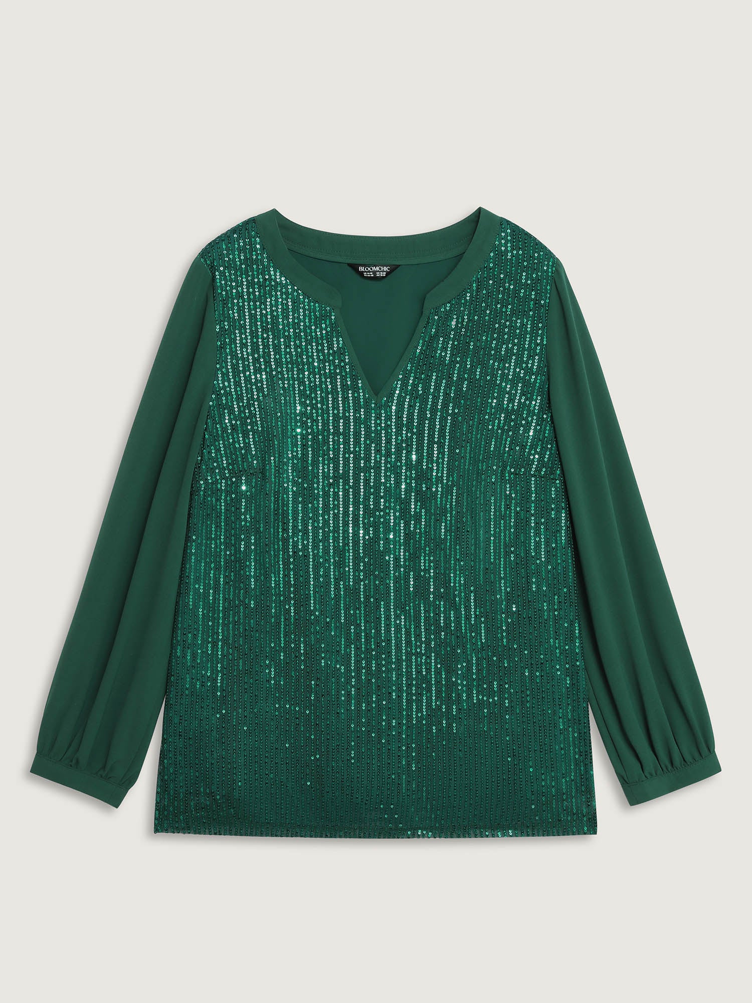 Shimmery Sequin Notched Collar Blouse - Image 6