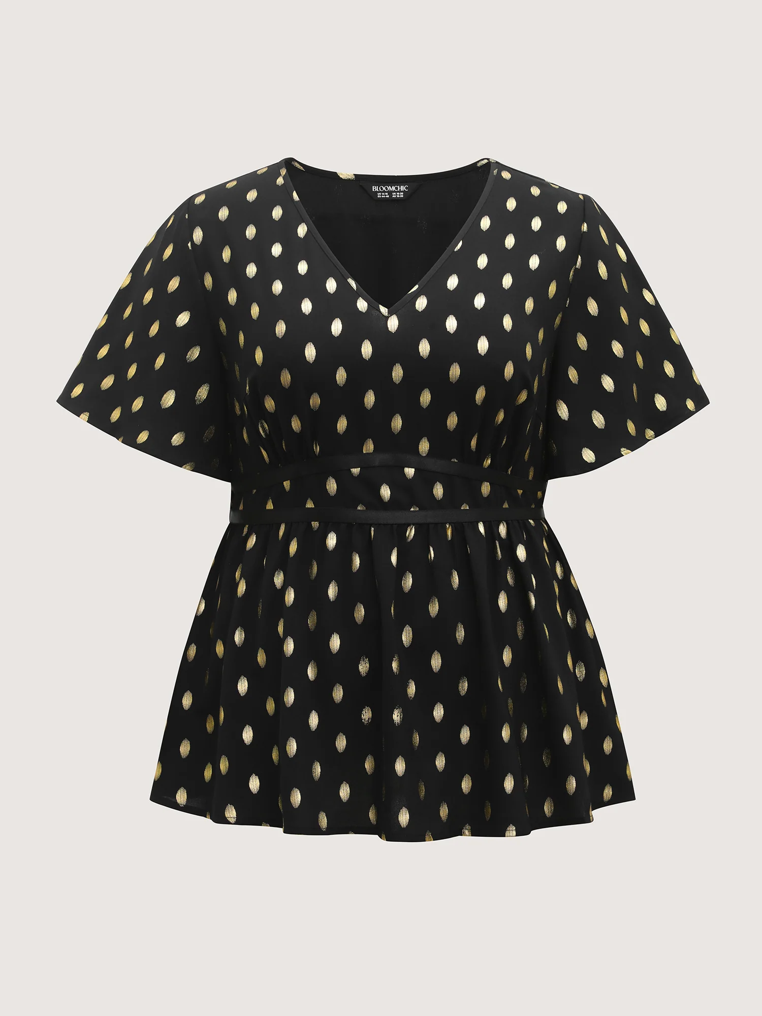 Shimmery Sequin Polka Dots Waist-Cinched Blouse - Image 6