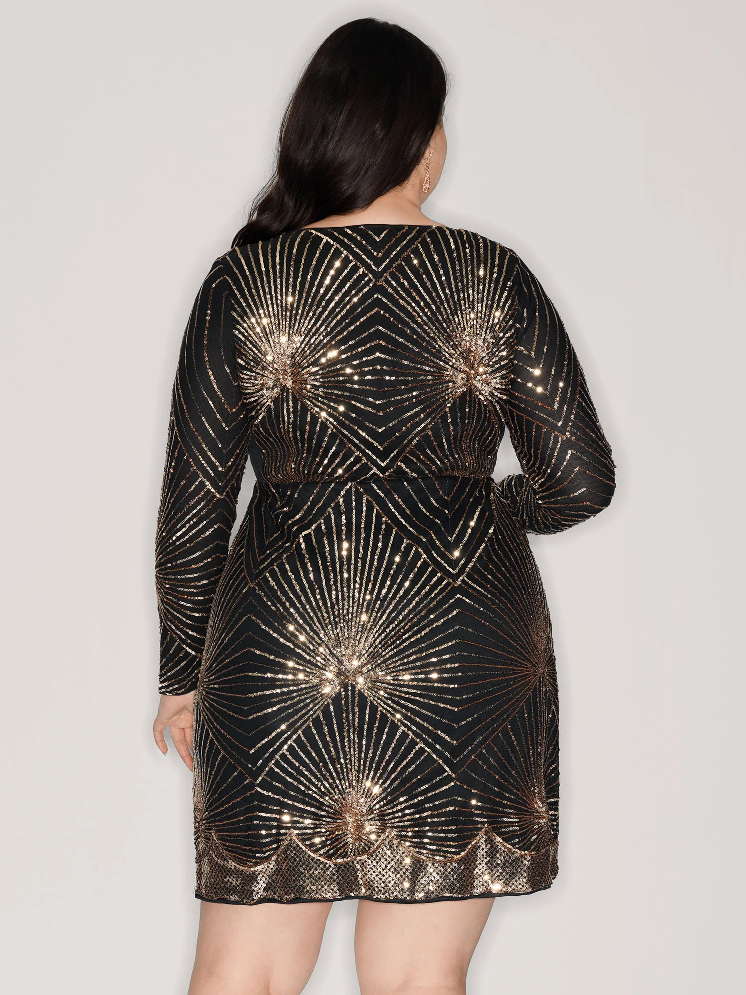 Shimmery Sequin Sheer Zipper Midi Dress - Image 4