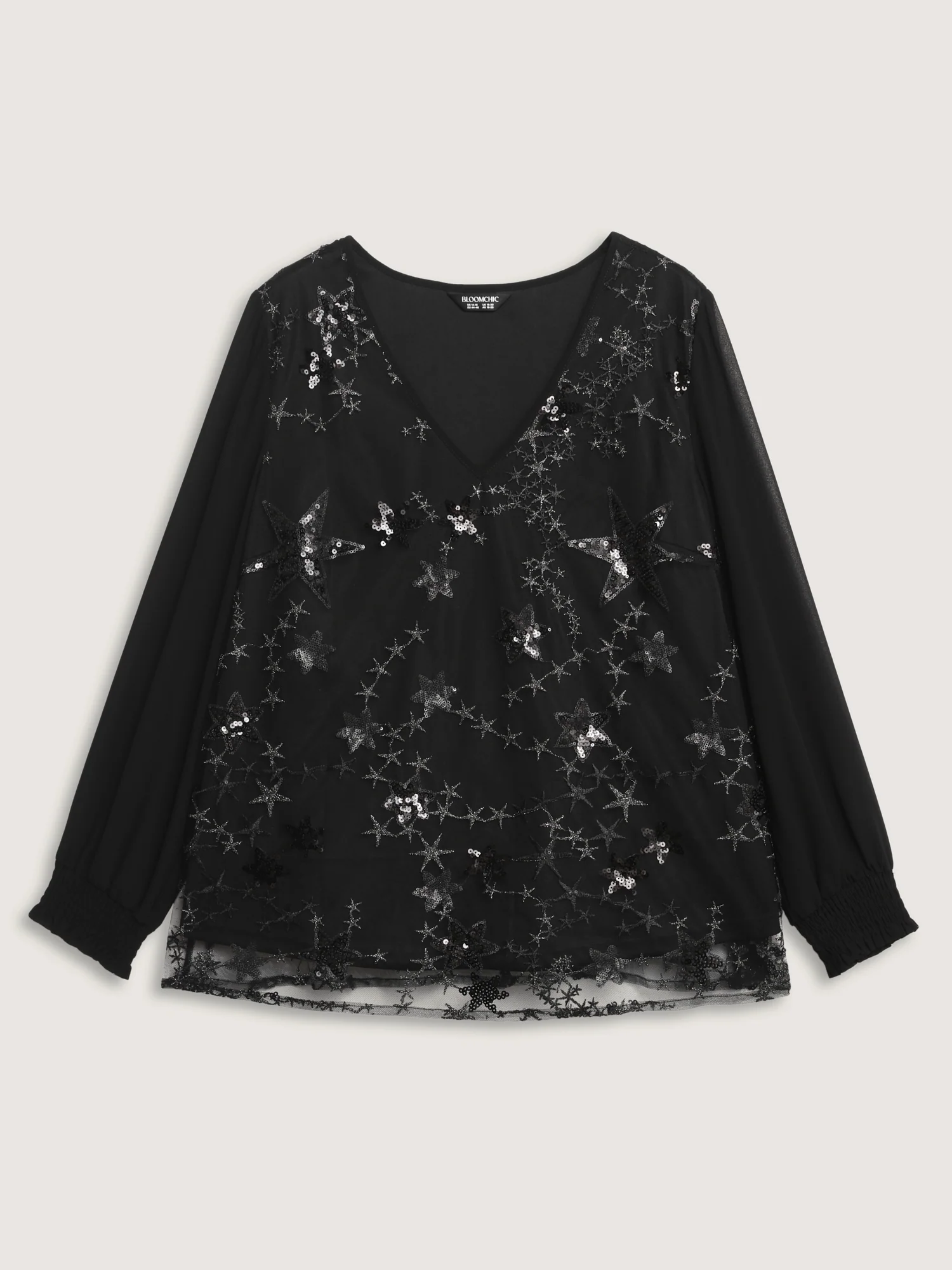 Shimmery Sequin Shirred Cuff Blouse - Image 8