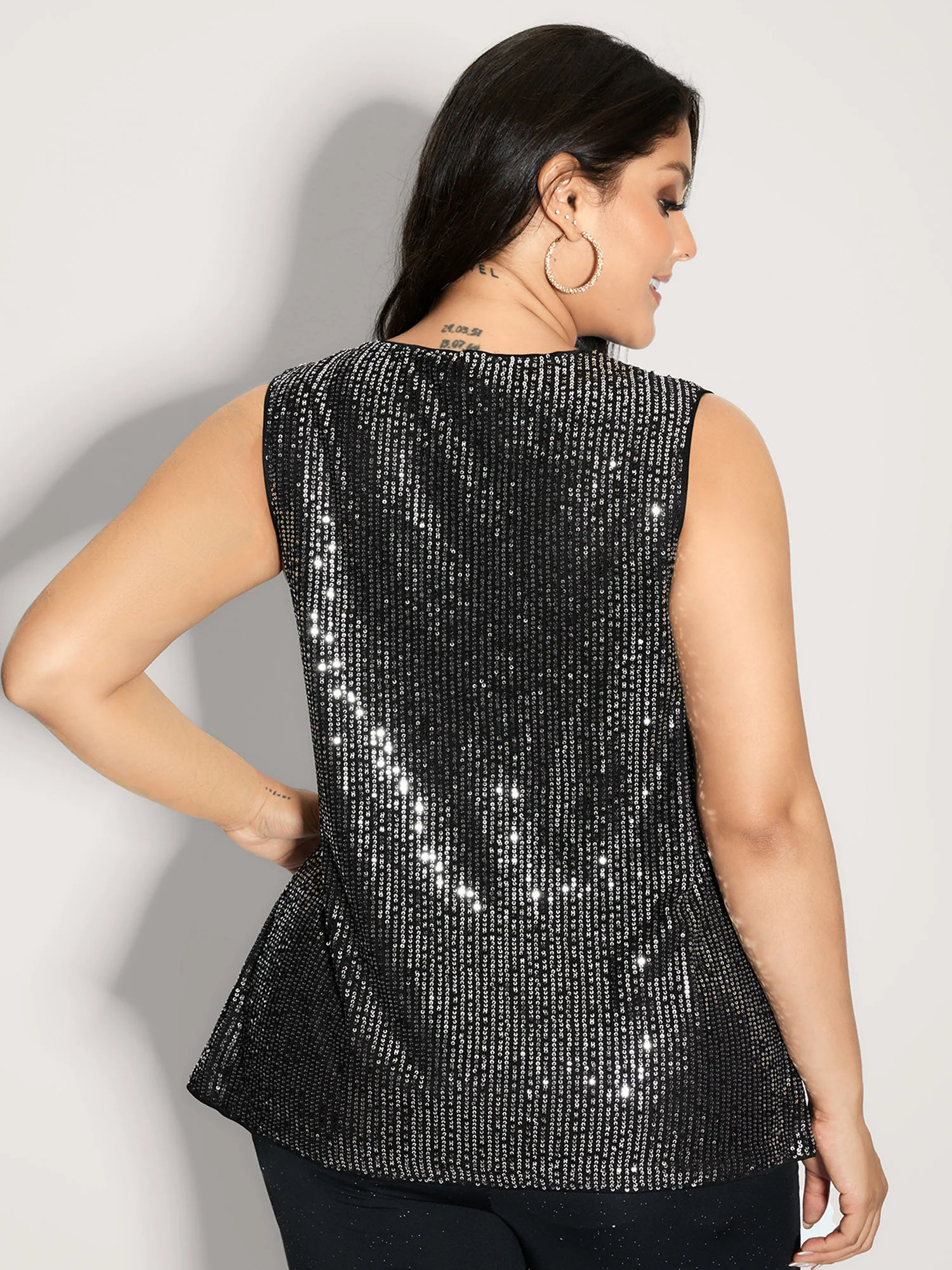 Shimmery Sequin V-Neck A-Line Tank Top - Image 5