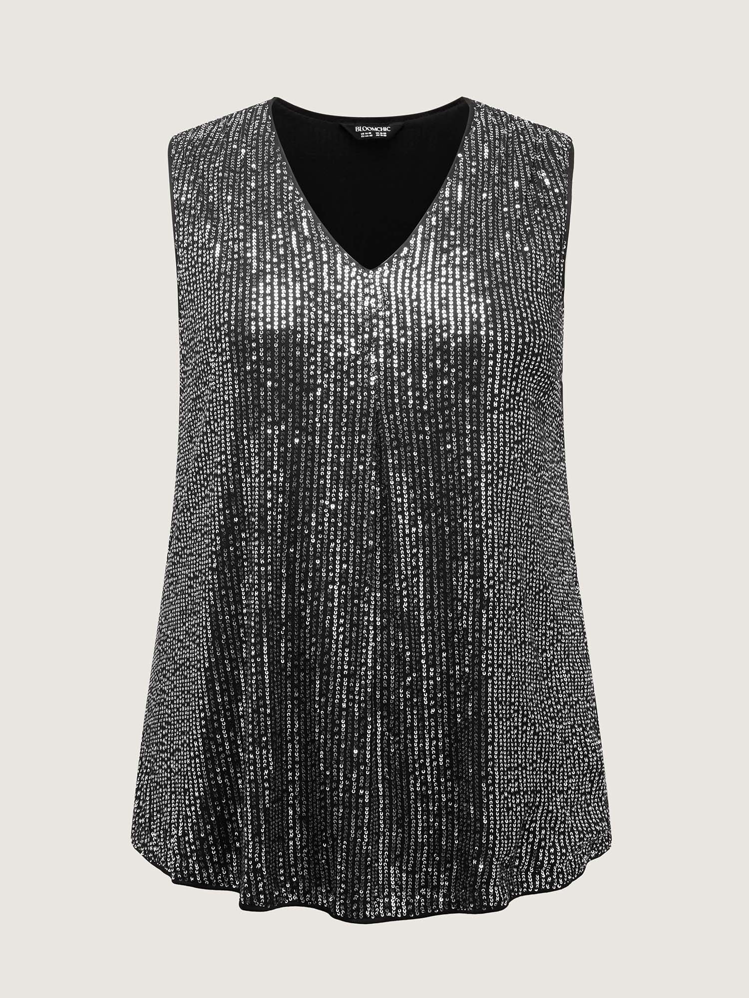 Shimmery Sequin V-Neck A-Line Tank Top - Image 6