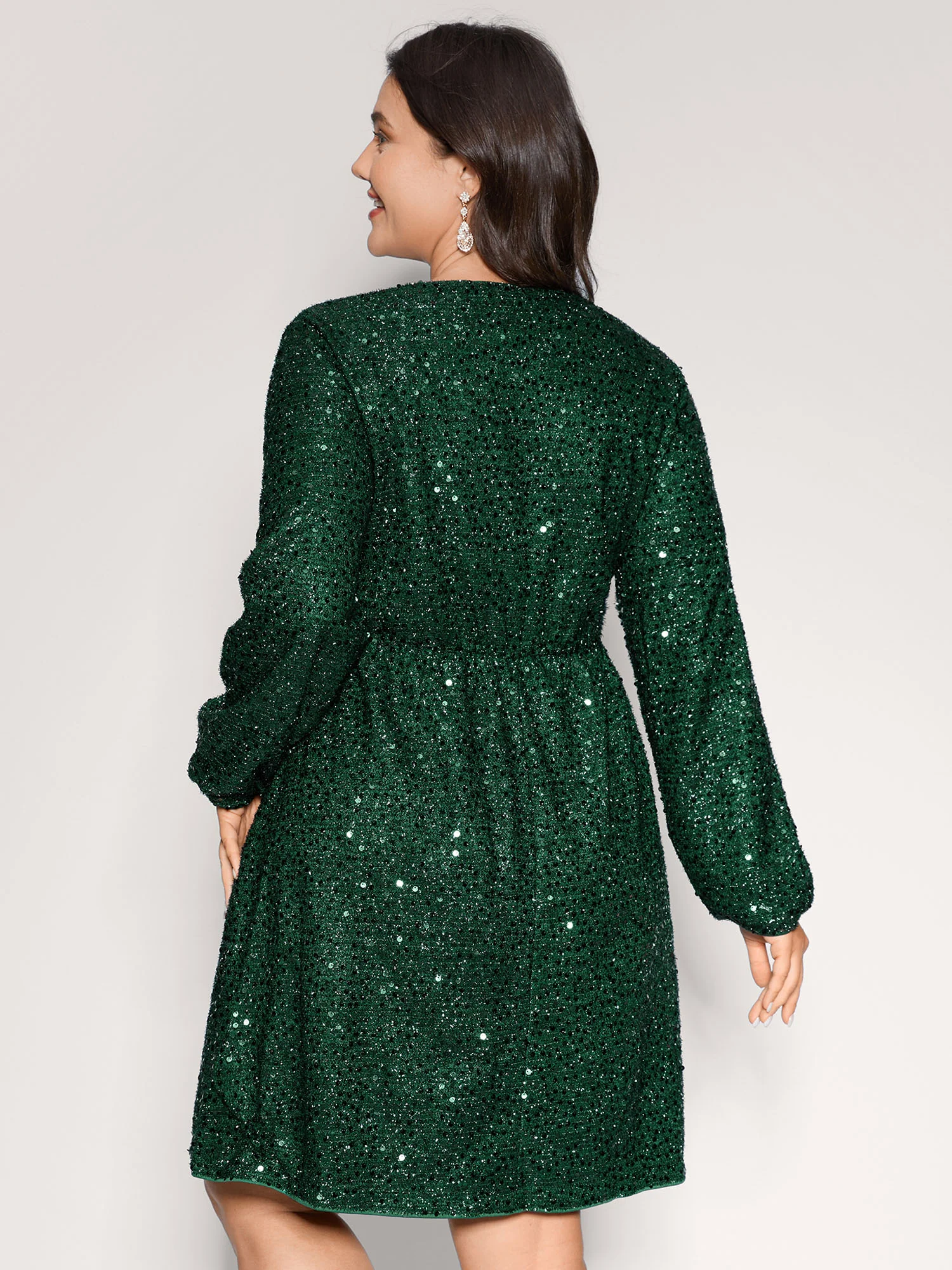 Shimmery Sequin V-Neck Knee Dress - Image 4