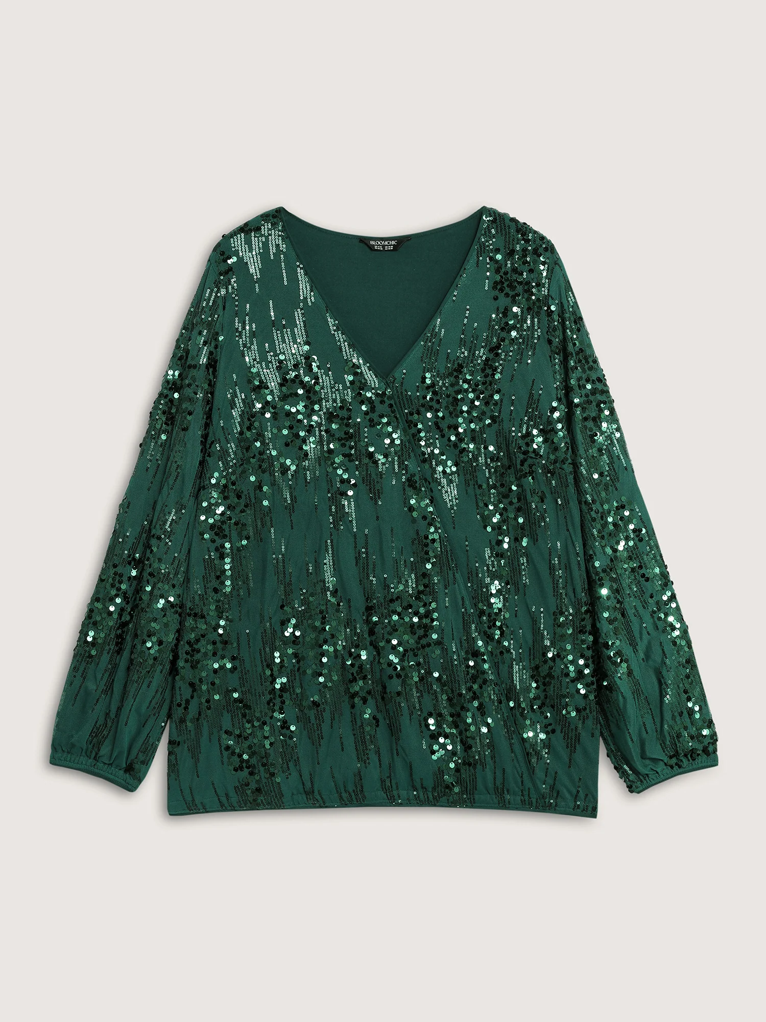 Shimmery Sequin Wrap V-Neck Blouse - Image 8