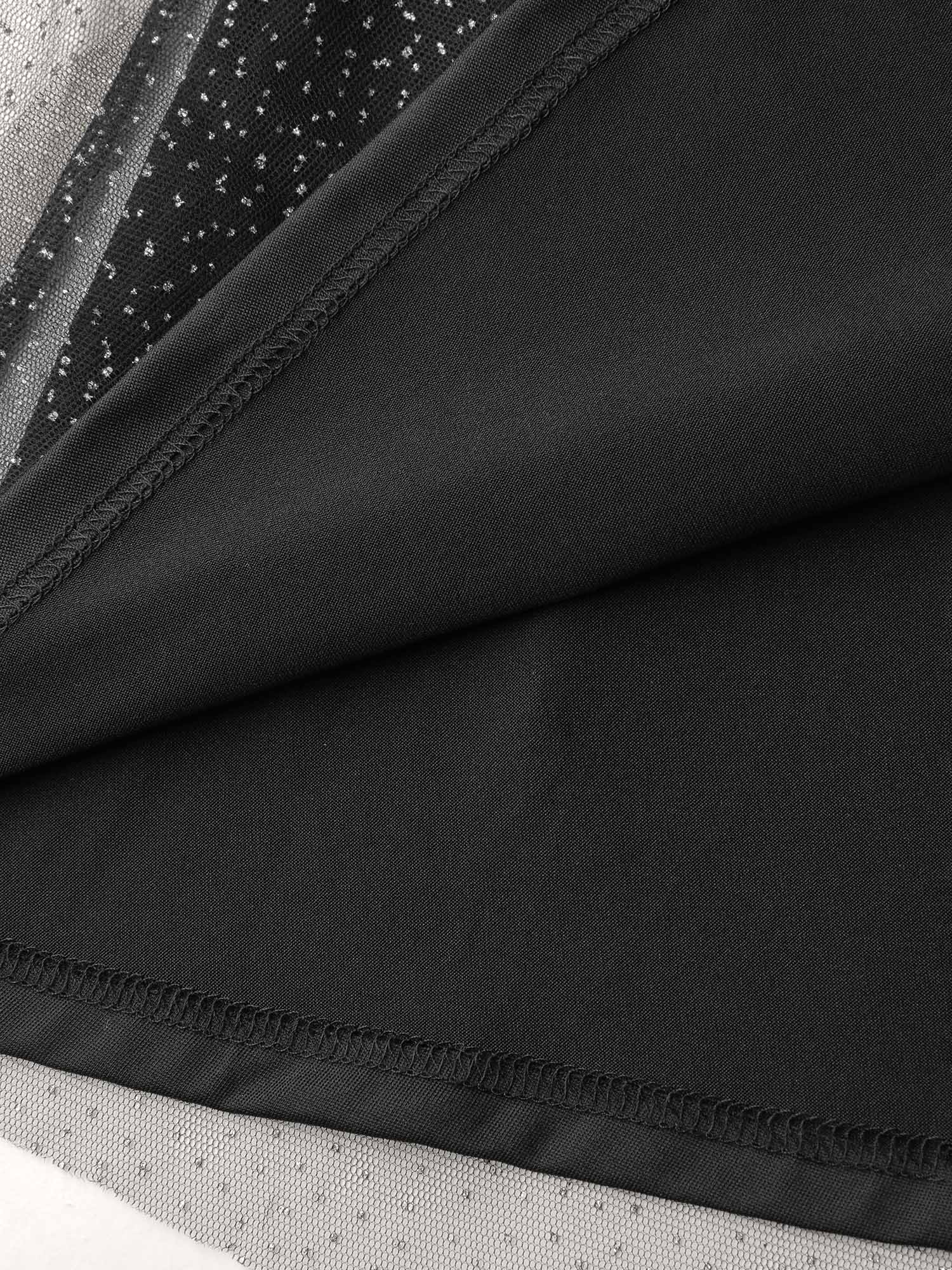 Shimmery Sheer Neckline Flowy Maxi Dress - Image 6