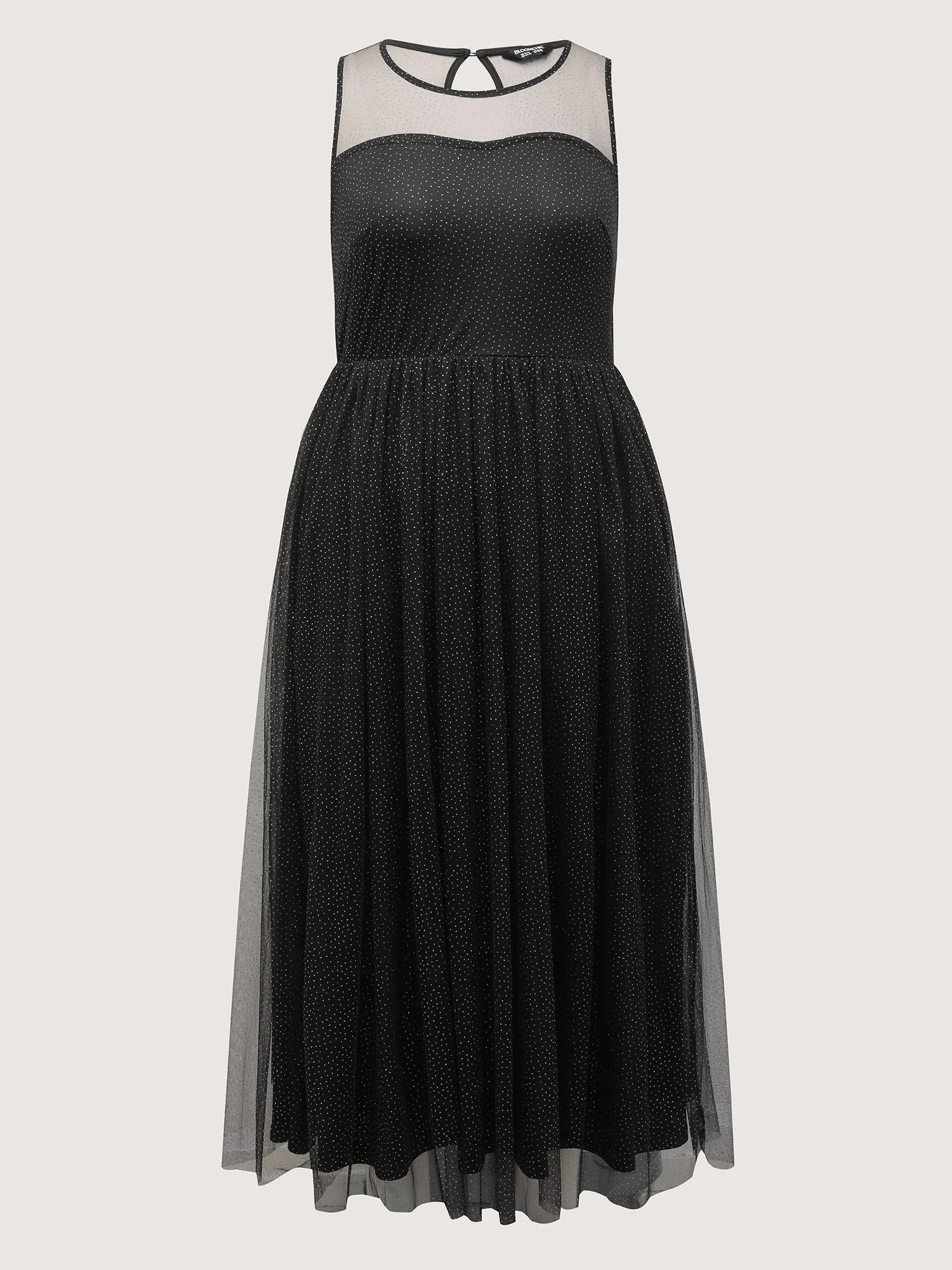Shimmery Sheer Neckline Flowy Maxi Dress - Image 8