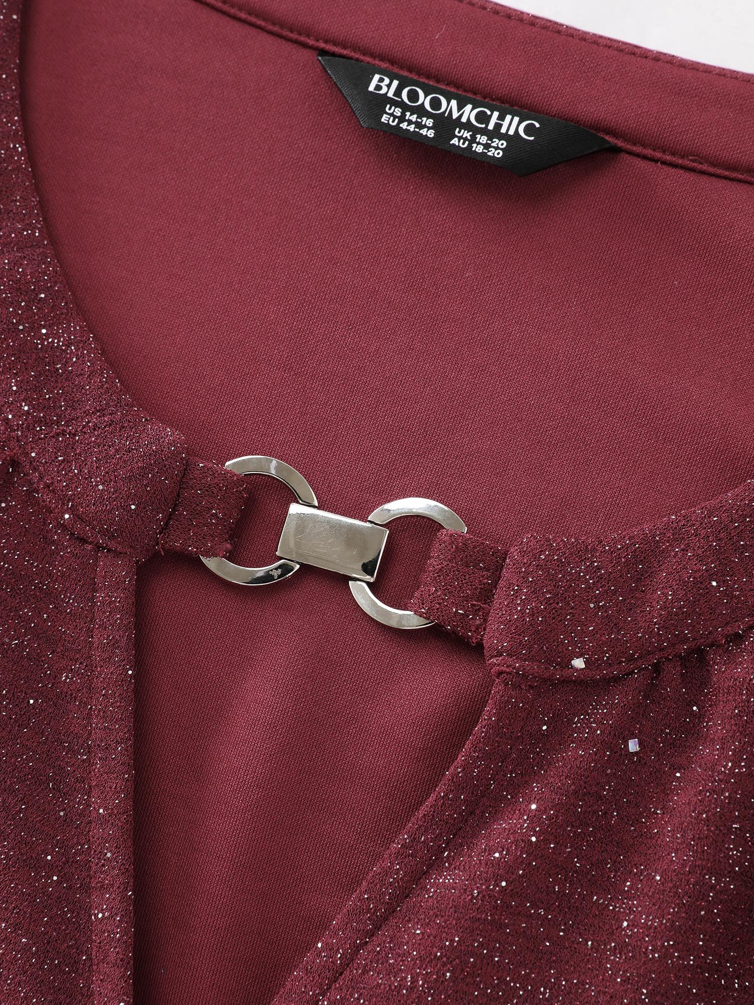 Shimmery Silk Wrap Cut-Out Shoulder Blouse - Image 7