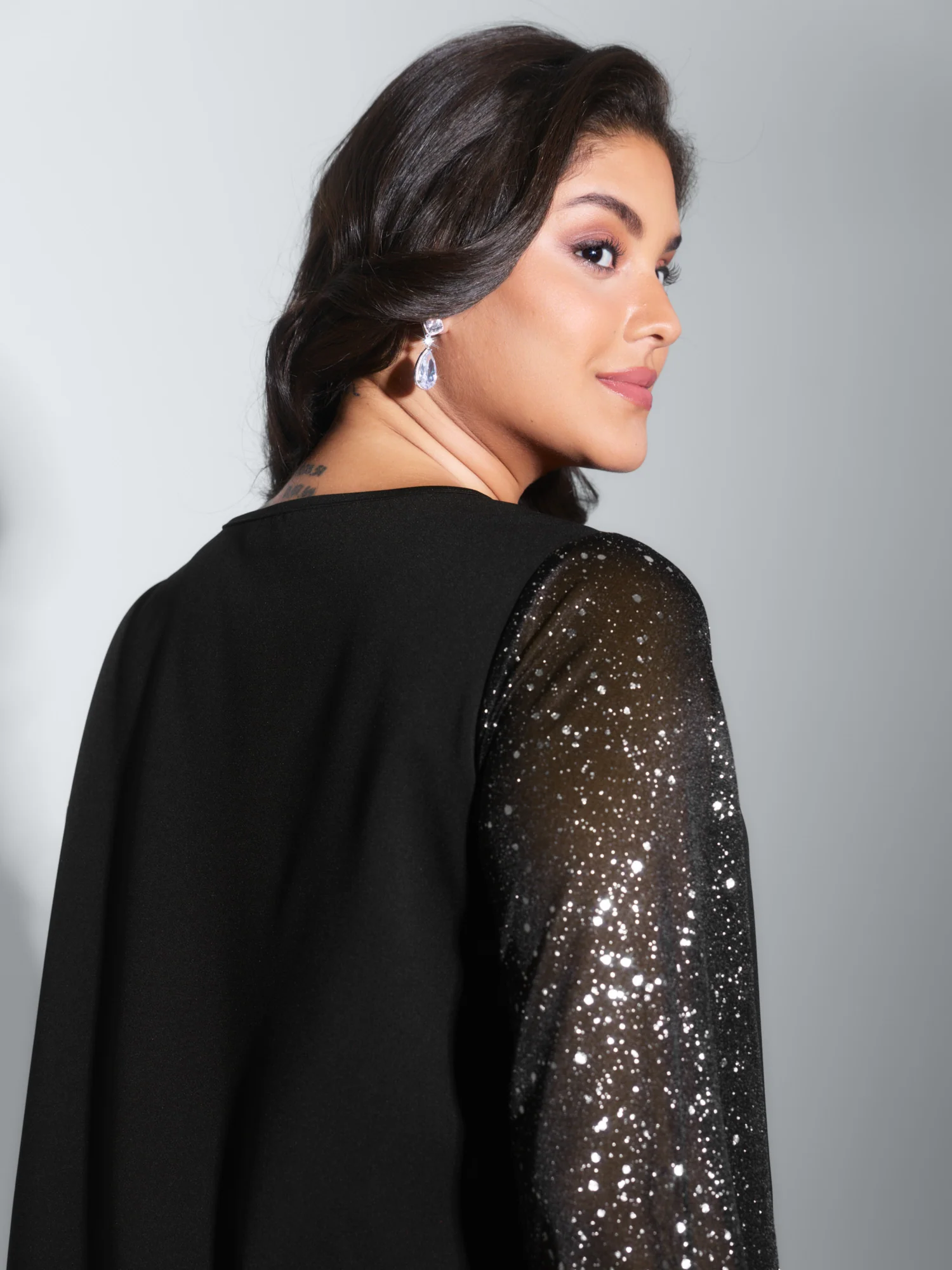 Shimmery Sleeve Knotted Hem Blouse - Image 4