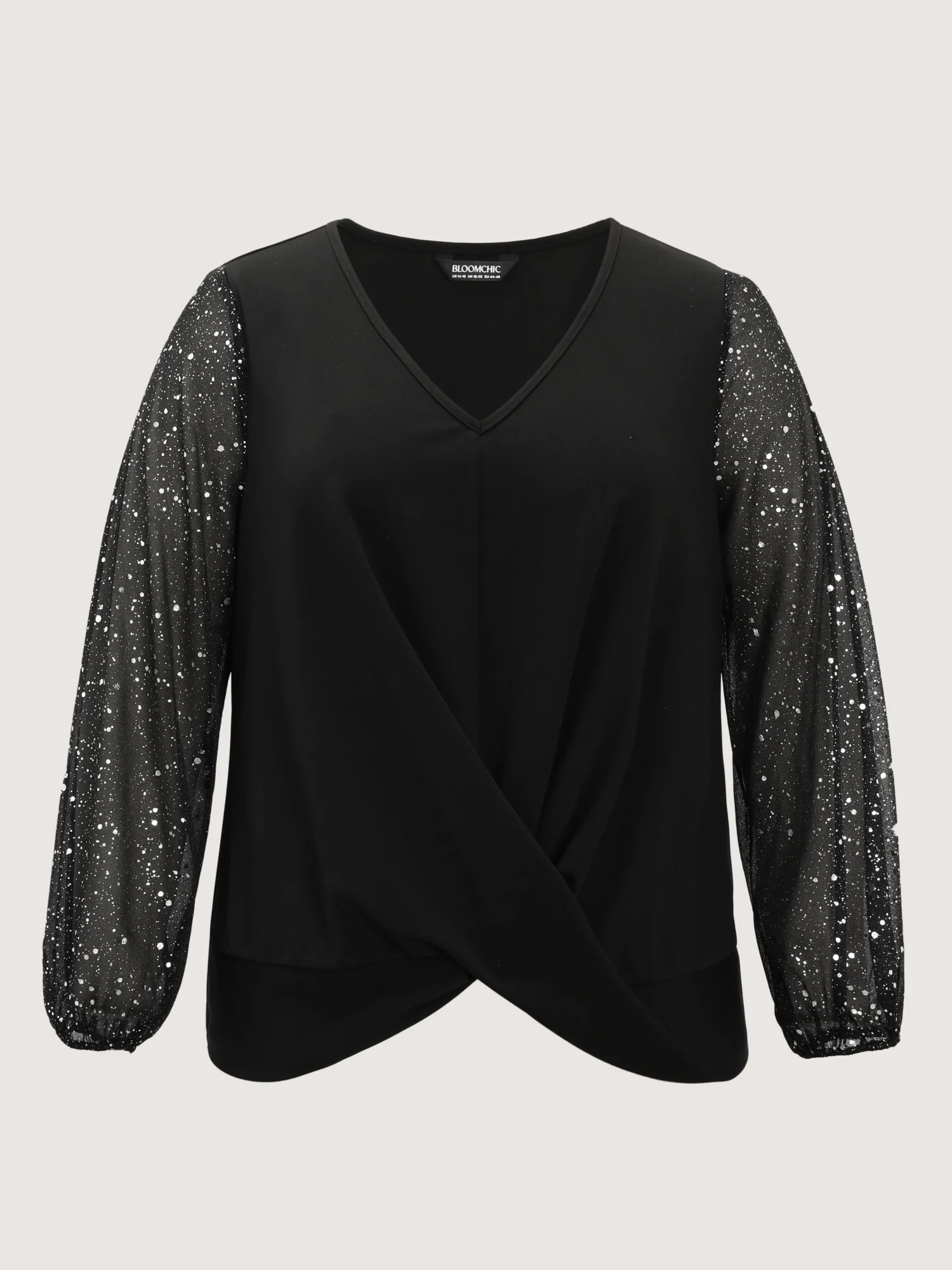 Shimmery Sleeve Knotted Hem Blouse - Image 8