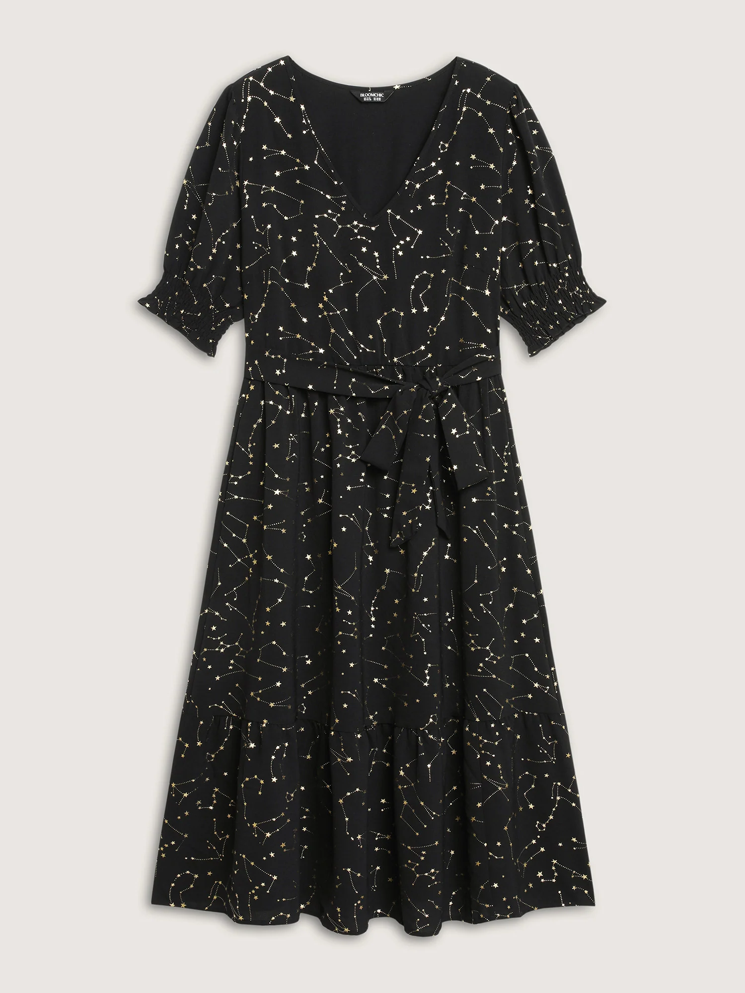 Shimmery Star Print Stretchy-Waist Midi Dress - Image 7