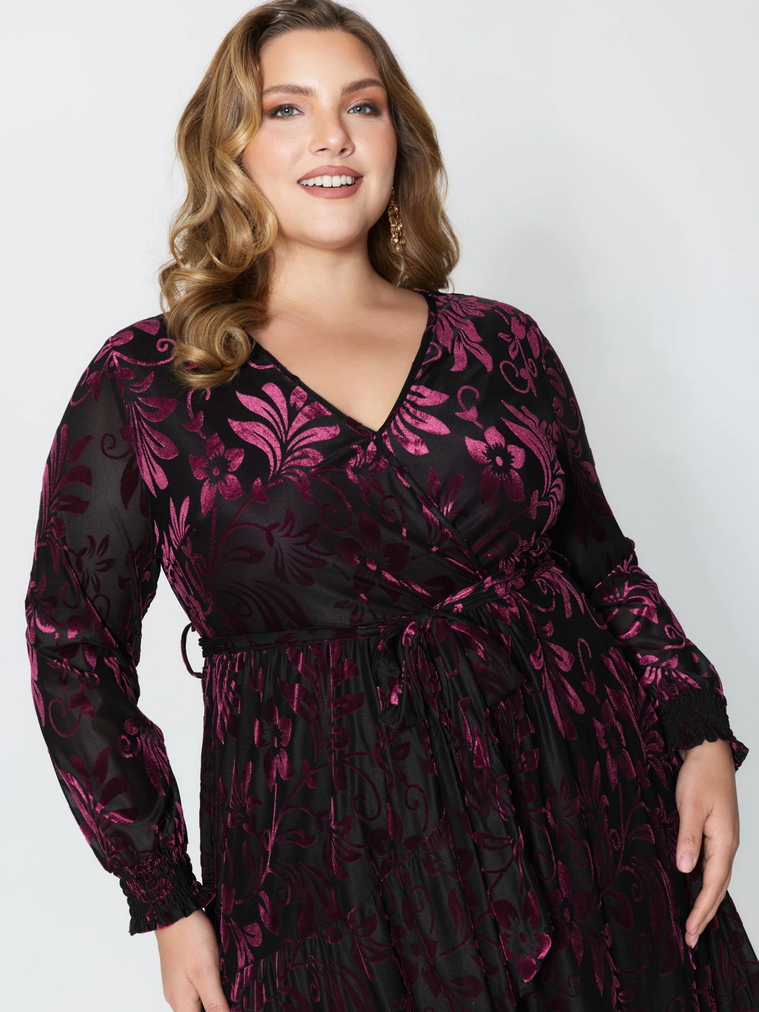 Shimmery Stretchy Velvet Shirred Maxi Dress - Image 2