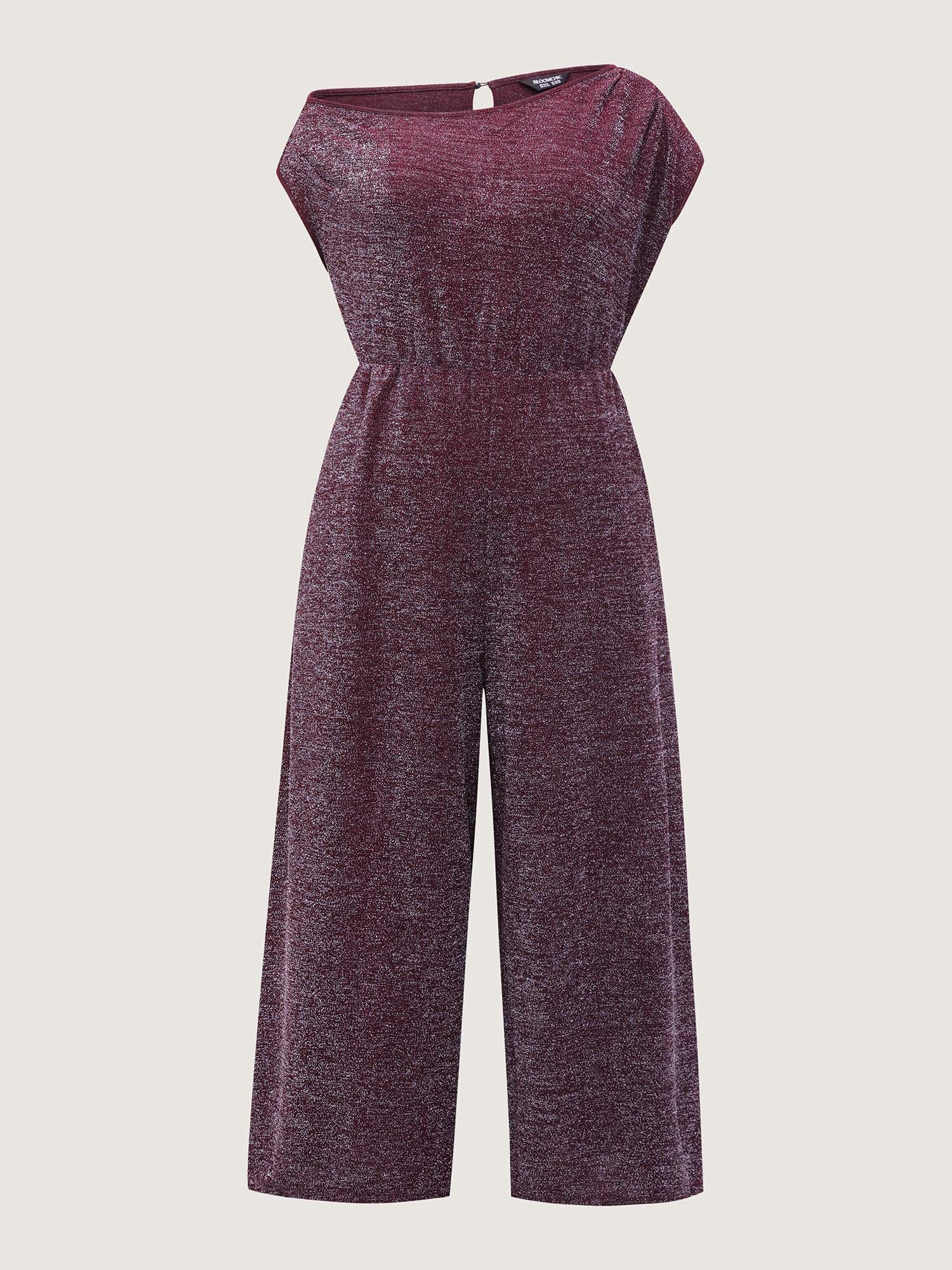Shiny Silk Off-Shoulder Jumpsuit - Image 7