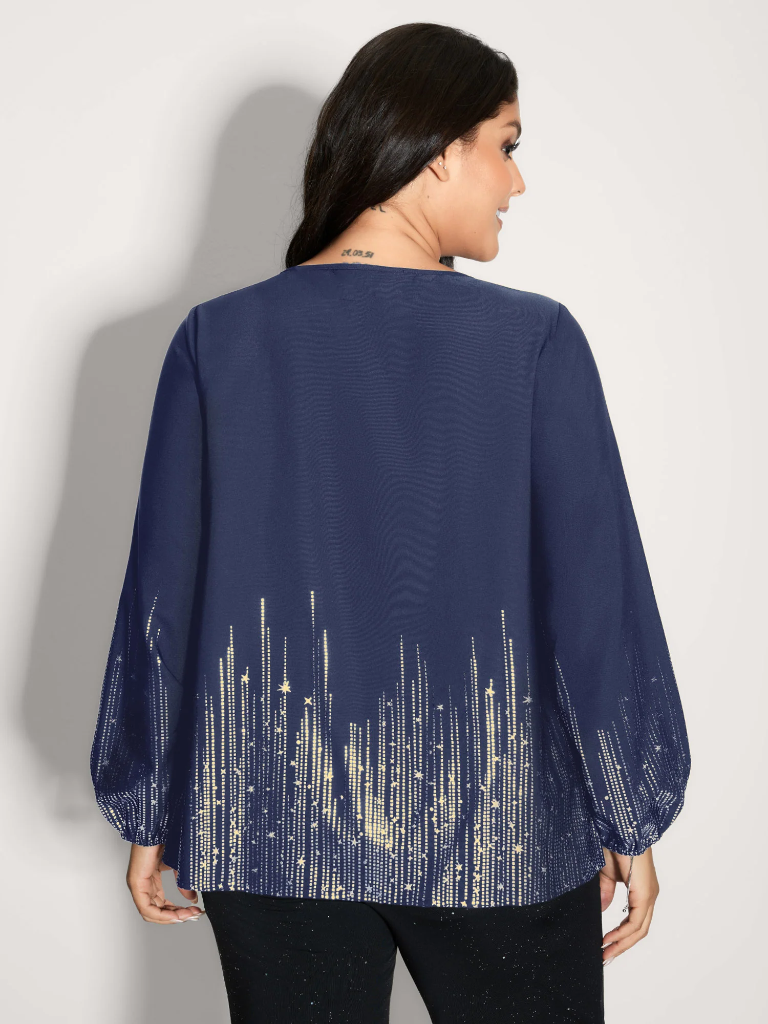 Shimmery Cut-Out Neck Blouse - Image 11