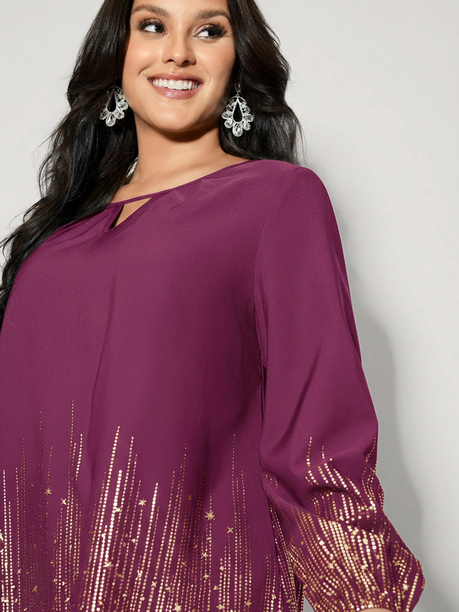 Shimmery Cut-Out Neck Blouse - Image 13