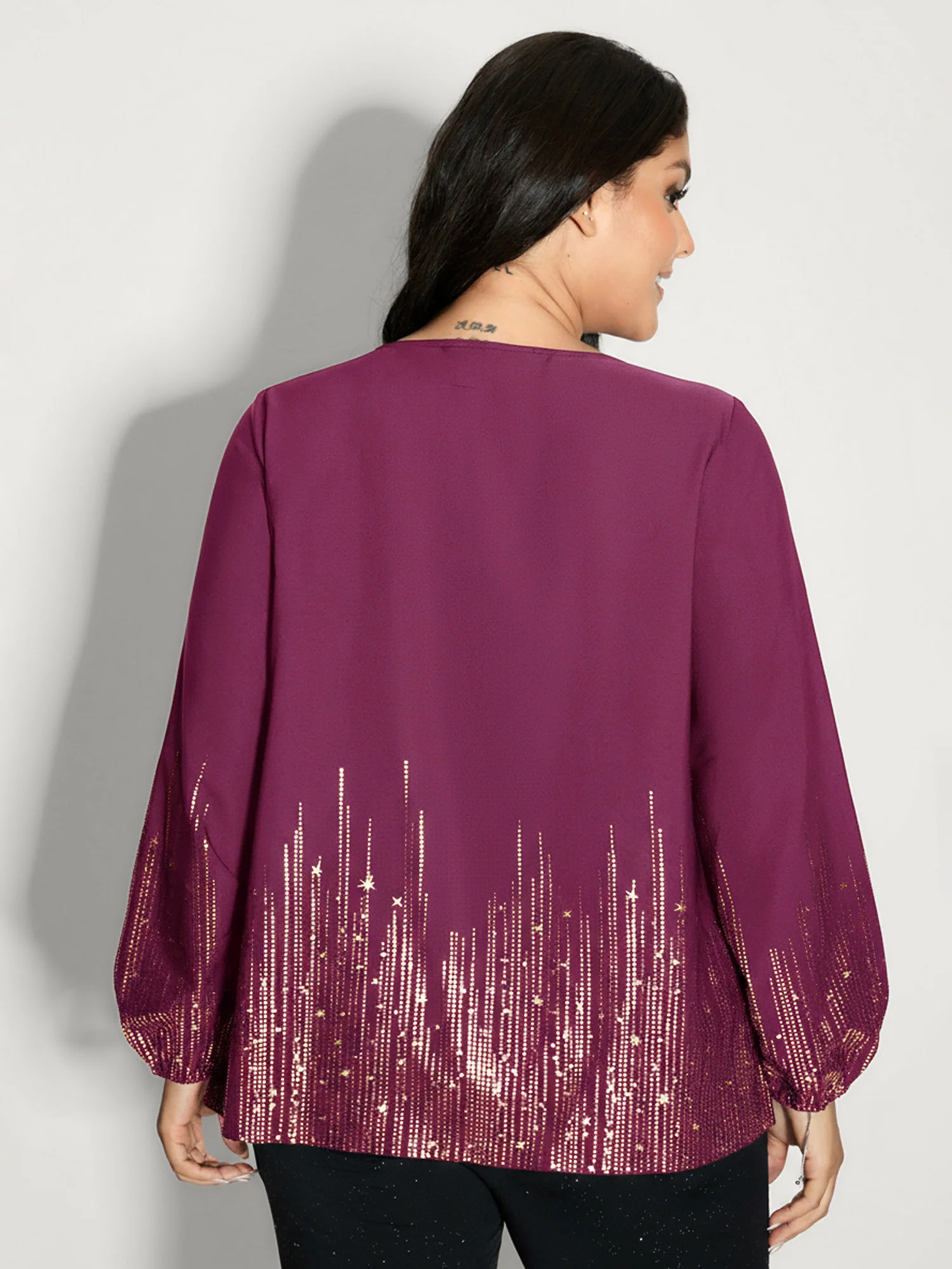 Shimmery Cut-Out Neck Blouse - Image 15
