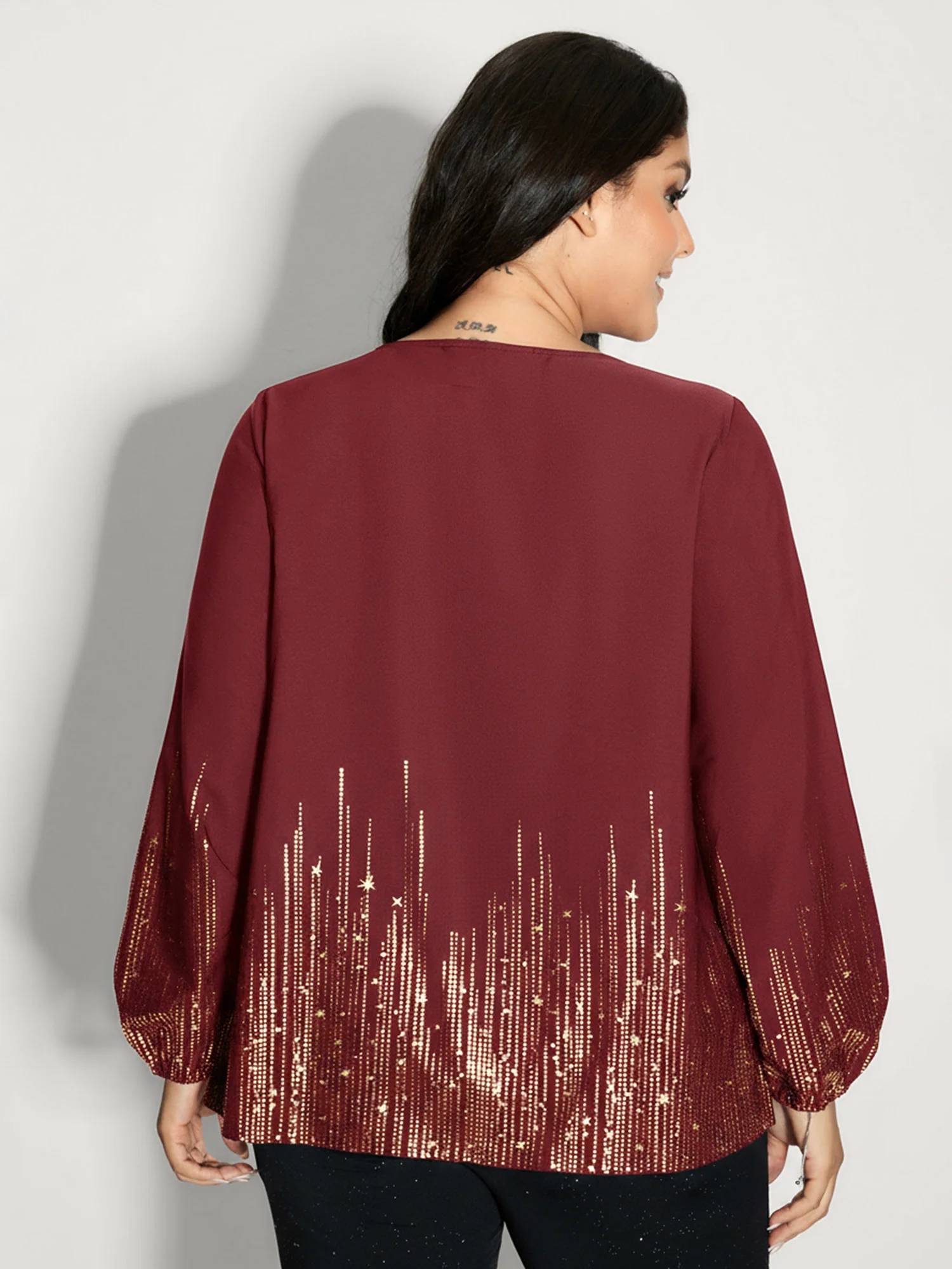 Shimmery Cut-Out Neck Blouse - Image 19