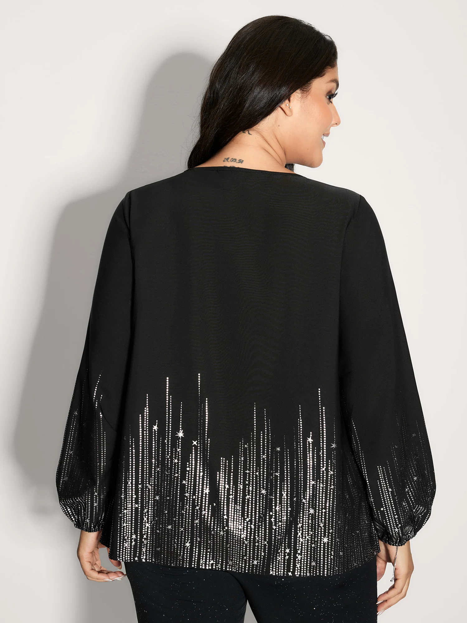 Shimmery Cut-Out Neck Blouse - Image 4