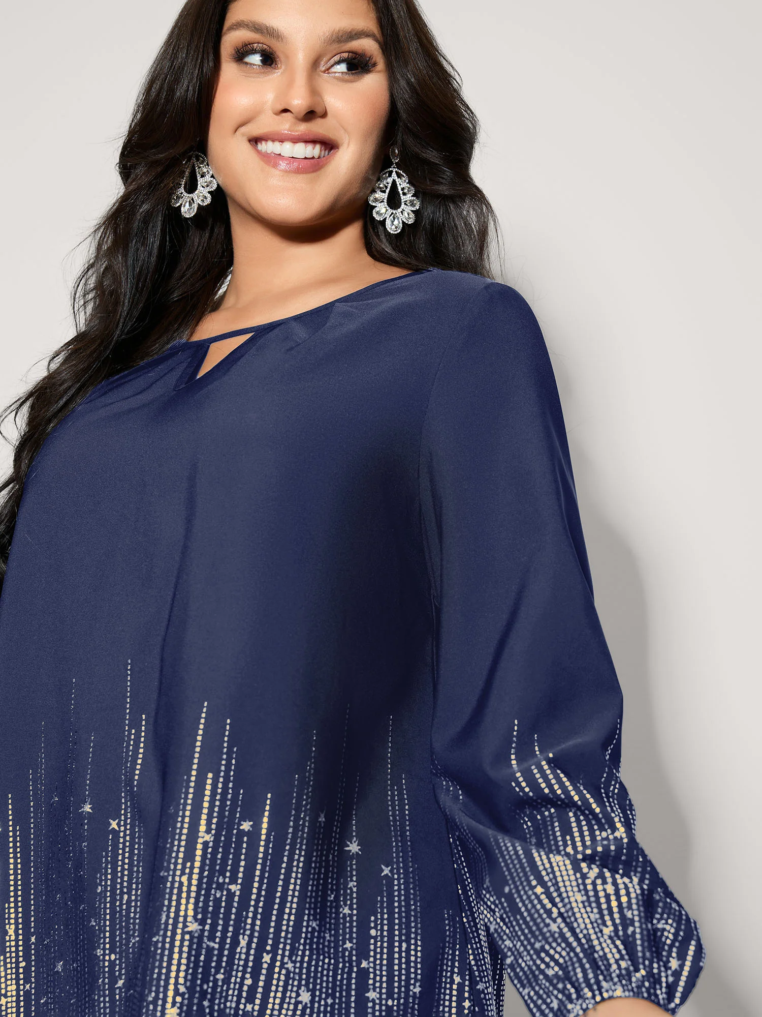 Shimmery Cut-Out Neck Blouse - Image 9