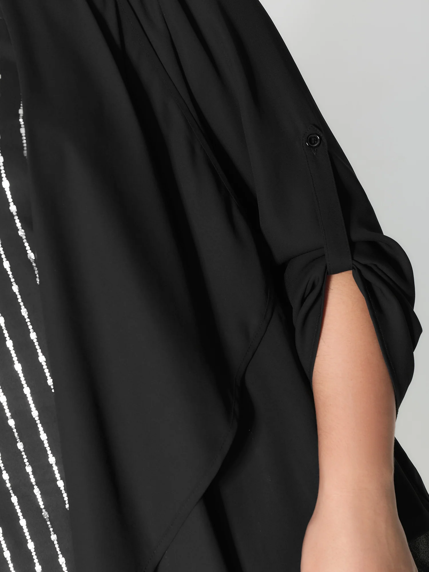 Shiny Silk Two-Piece Ruffled Blouse - Image 4