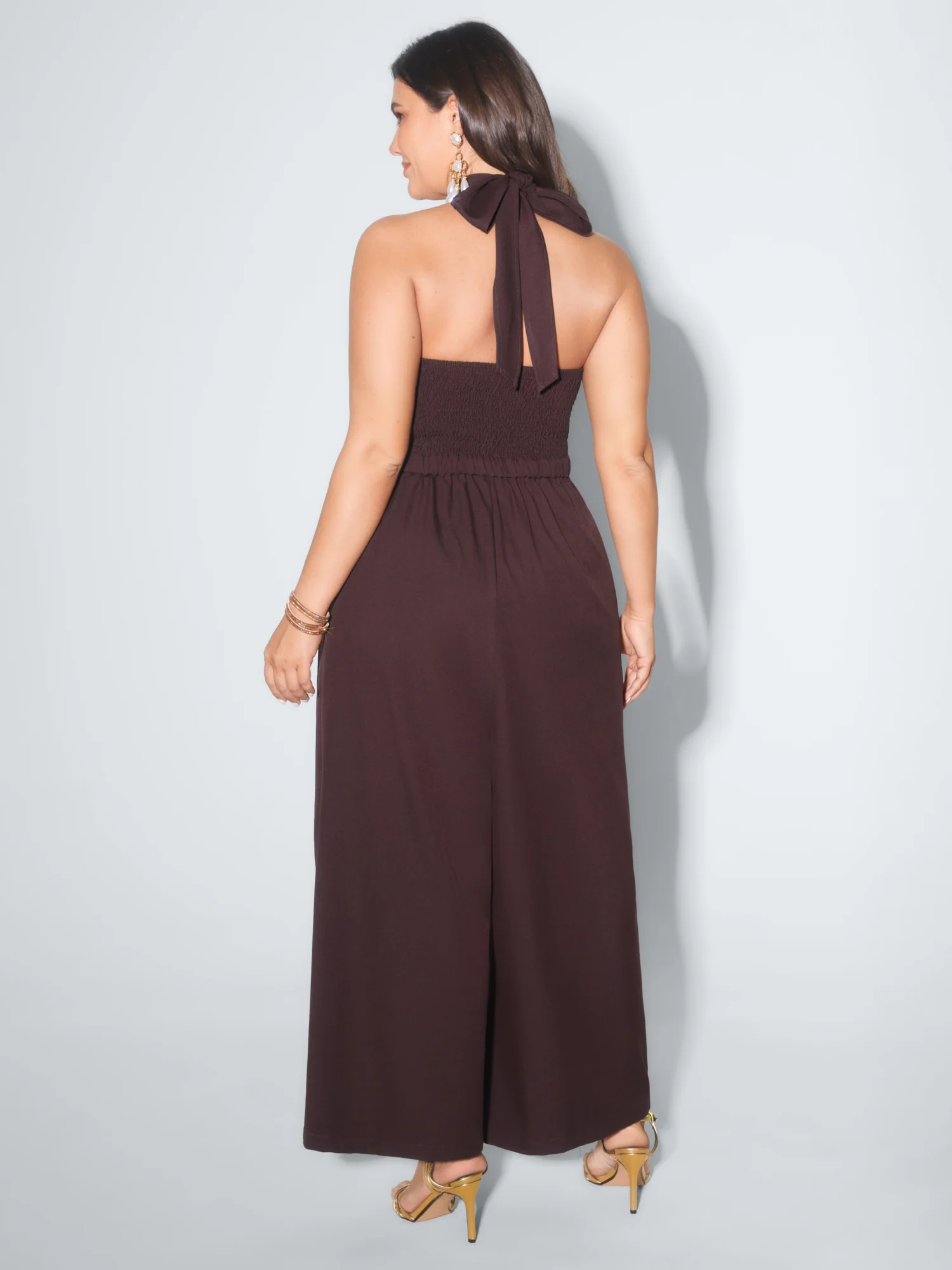 Shirred Back Halter Neckline Jumpsuit - Image 4