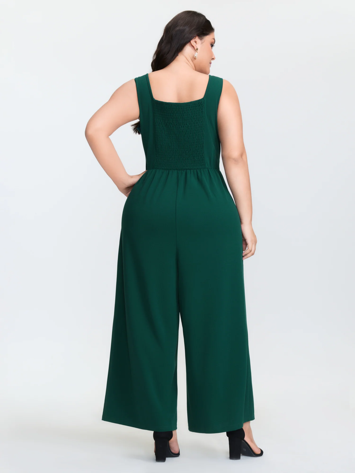 Shirred Back Metal Loop Ruched Jumpsuit - Image 4