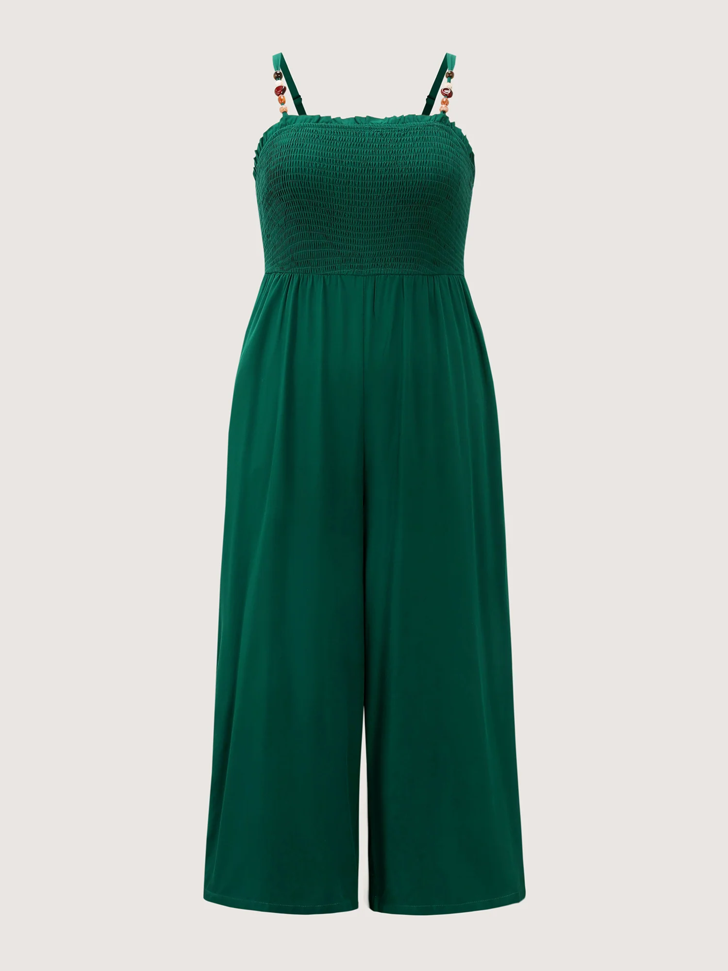 Shirred Bodice Adjustable Wide-Leg Jumpsuit - Image 7