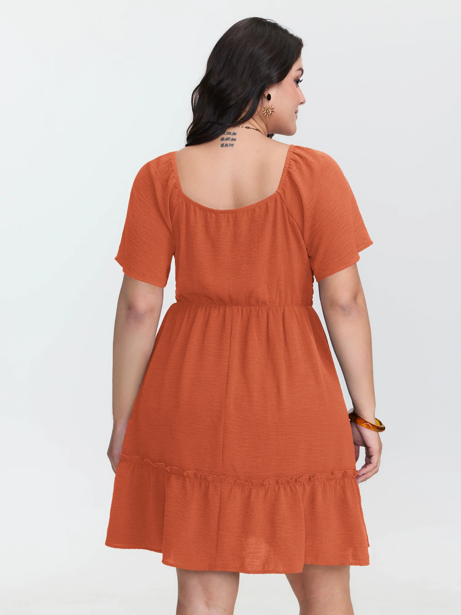 Shirred Bodice Ruffle Hem Flowy Mini Dress - Image 19