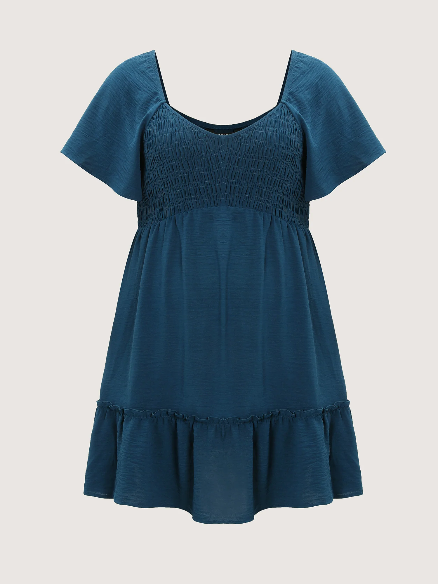Shirred Bodice Ruffle Hem Flowy Mini Dress - Image 7