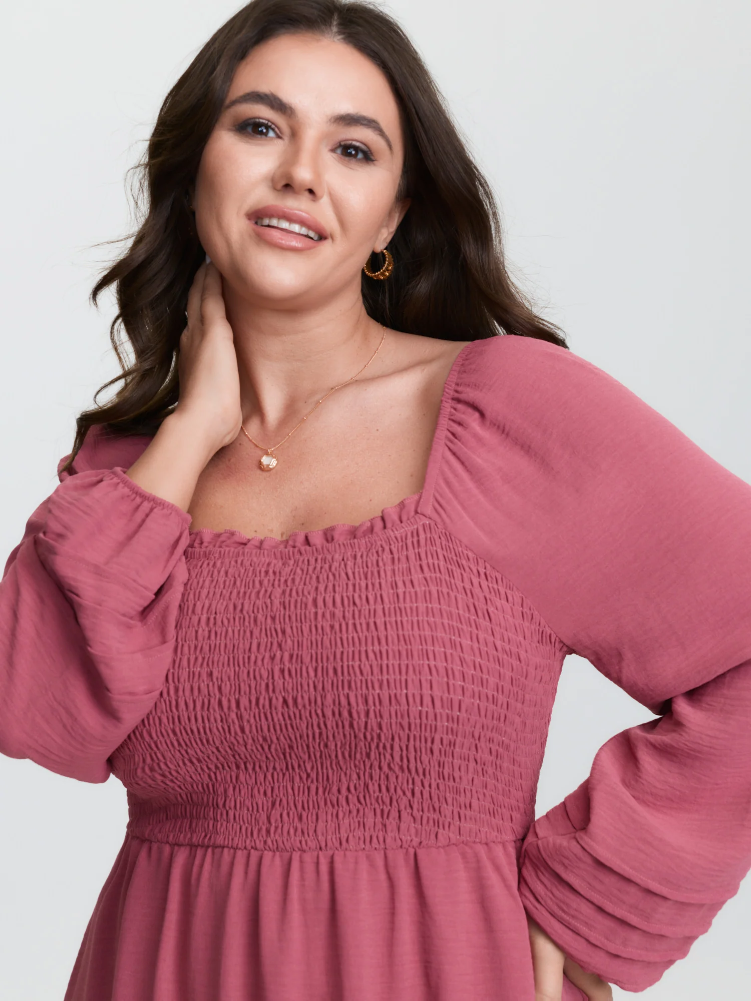 Shirred Bodice Pockets Tiered Maxi Dress - Image 2