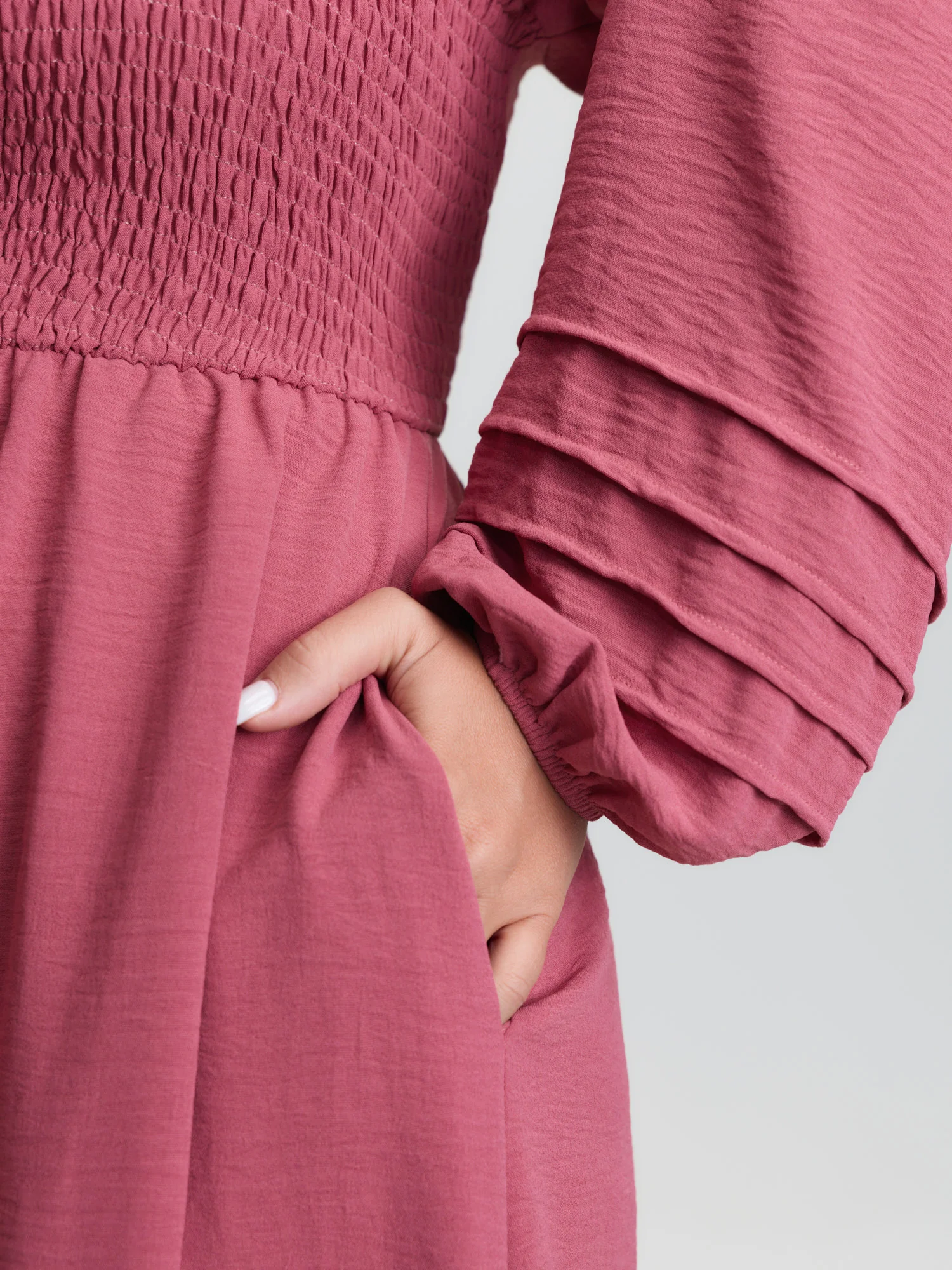 Shirred Bodice Pockets Tiered Maxi Dress - Image 4