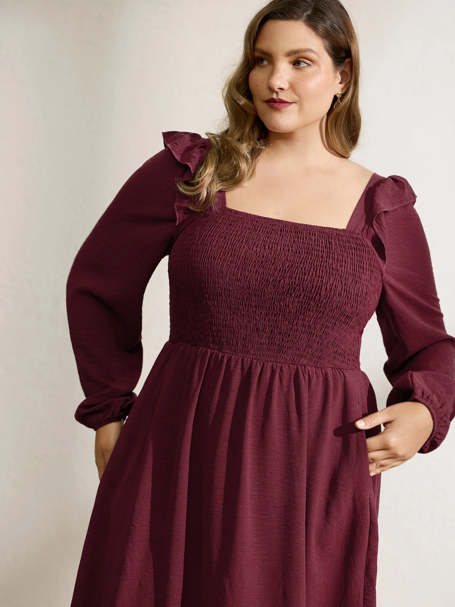 Shirred Bodice Ruffled Tiered Maxi Dress - Image 2