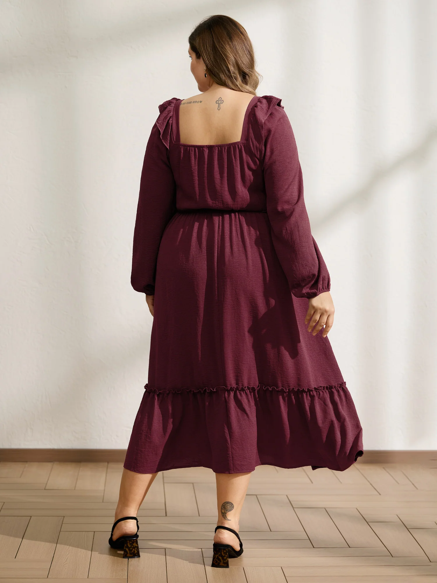 Shirred Bodice Ruffled Tiered Maxi Dress - Image 4