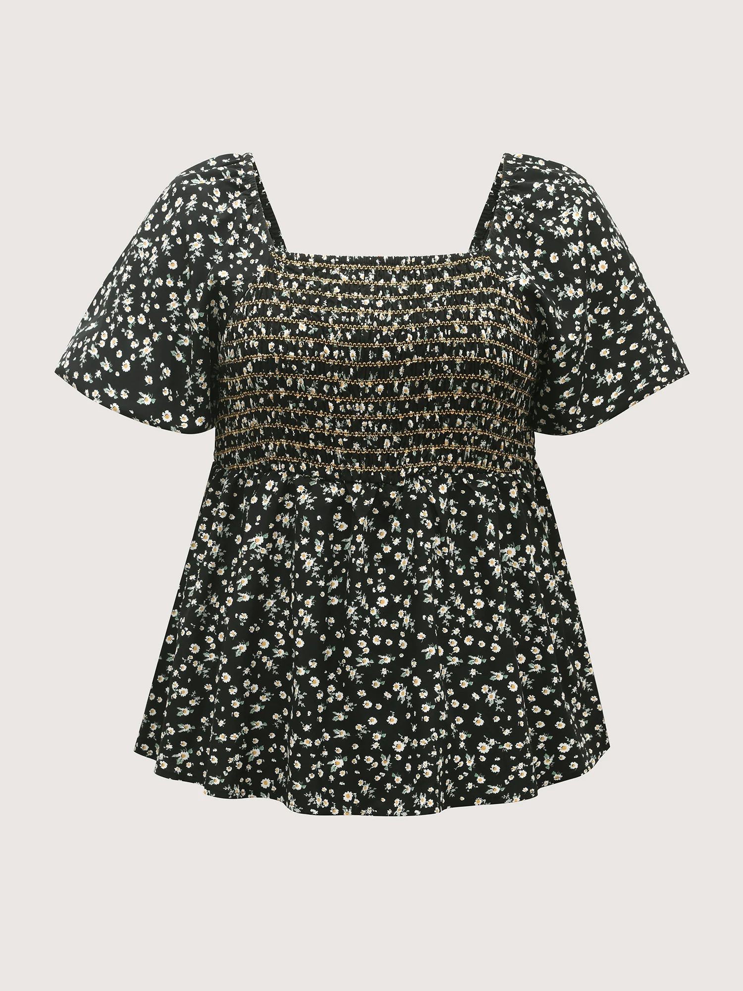 Shirred Bust Floral Fit and Flared Blouse - Image 7