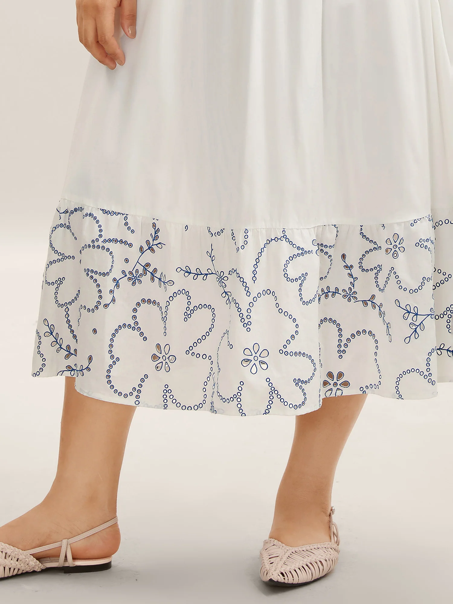Rayon Shirred Color Contrast Floral Midi Dress - Image 3