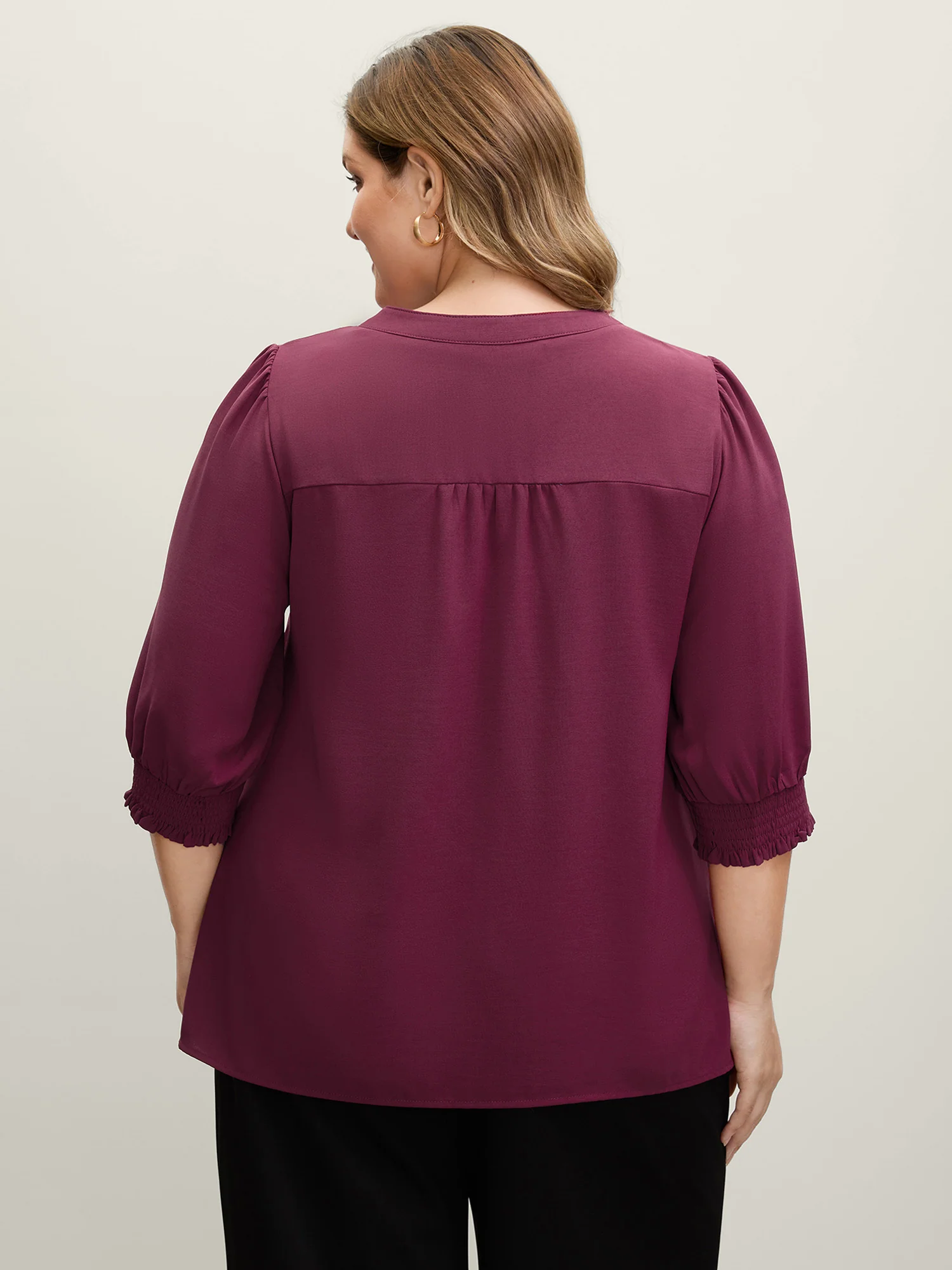 Shirred Cuffs Contrast Metallic Detail Blouse - Image 4