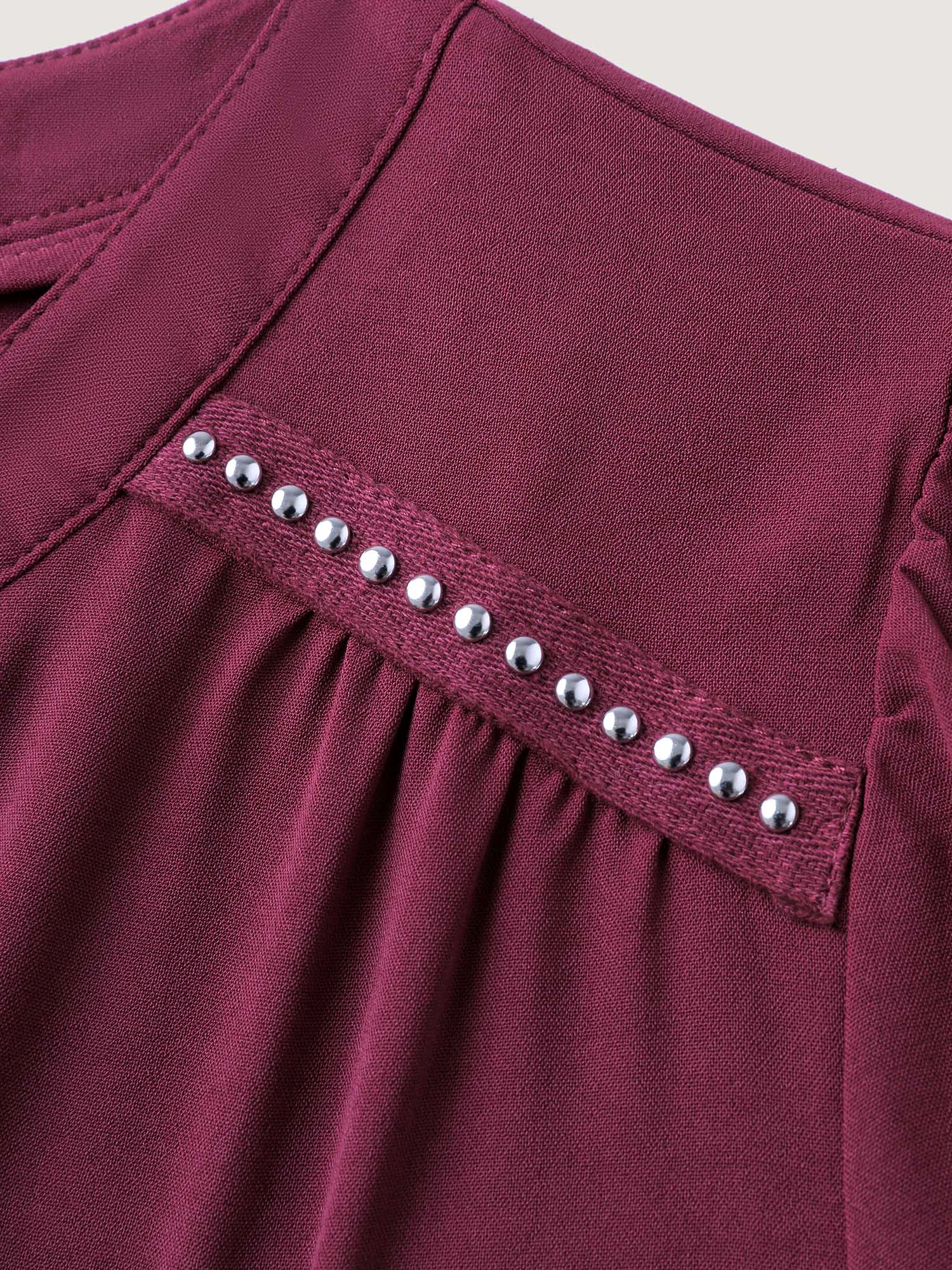Shirred Cuffs Contrast Metallic Detail Blouse - Image 5