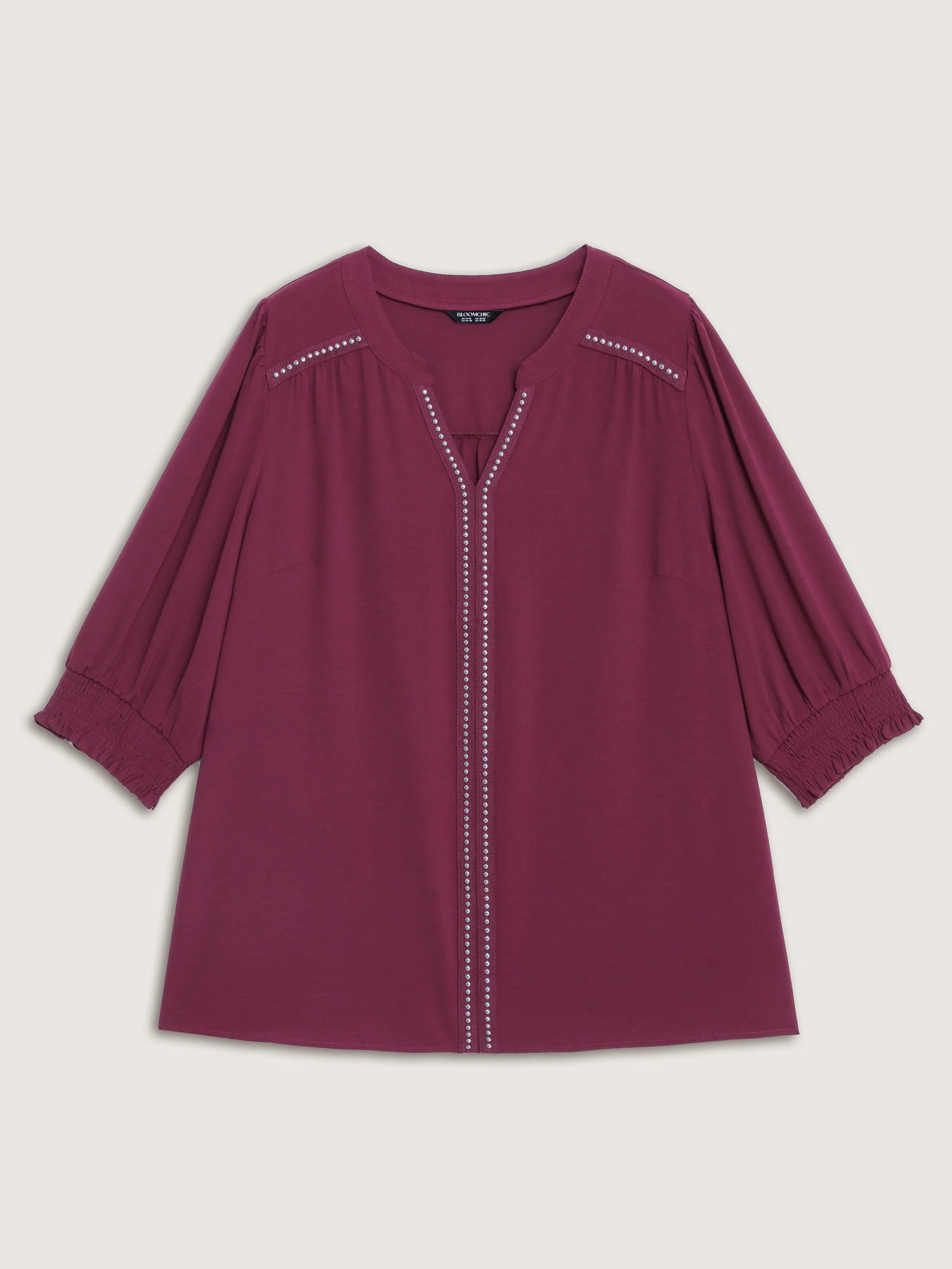 Shirred Cuffs Contrast Metallic Detail Blouse - Image 7