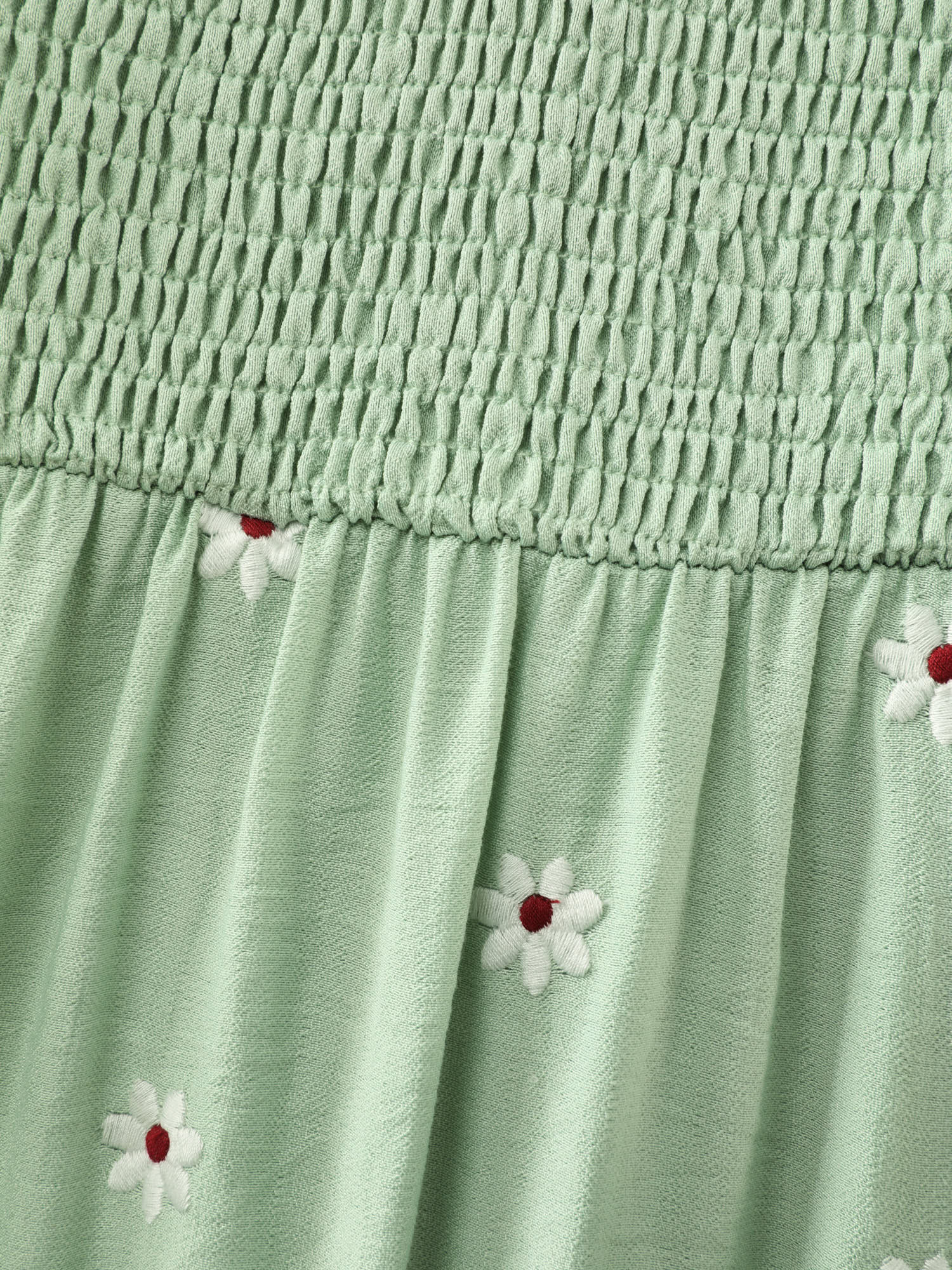 Shirred Embroidered Square Neckline Tiered Midi Dress - Image 5