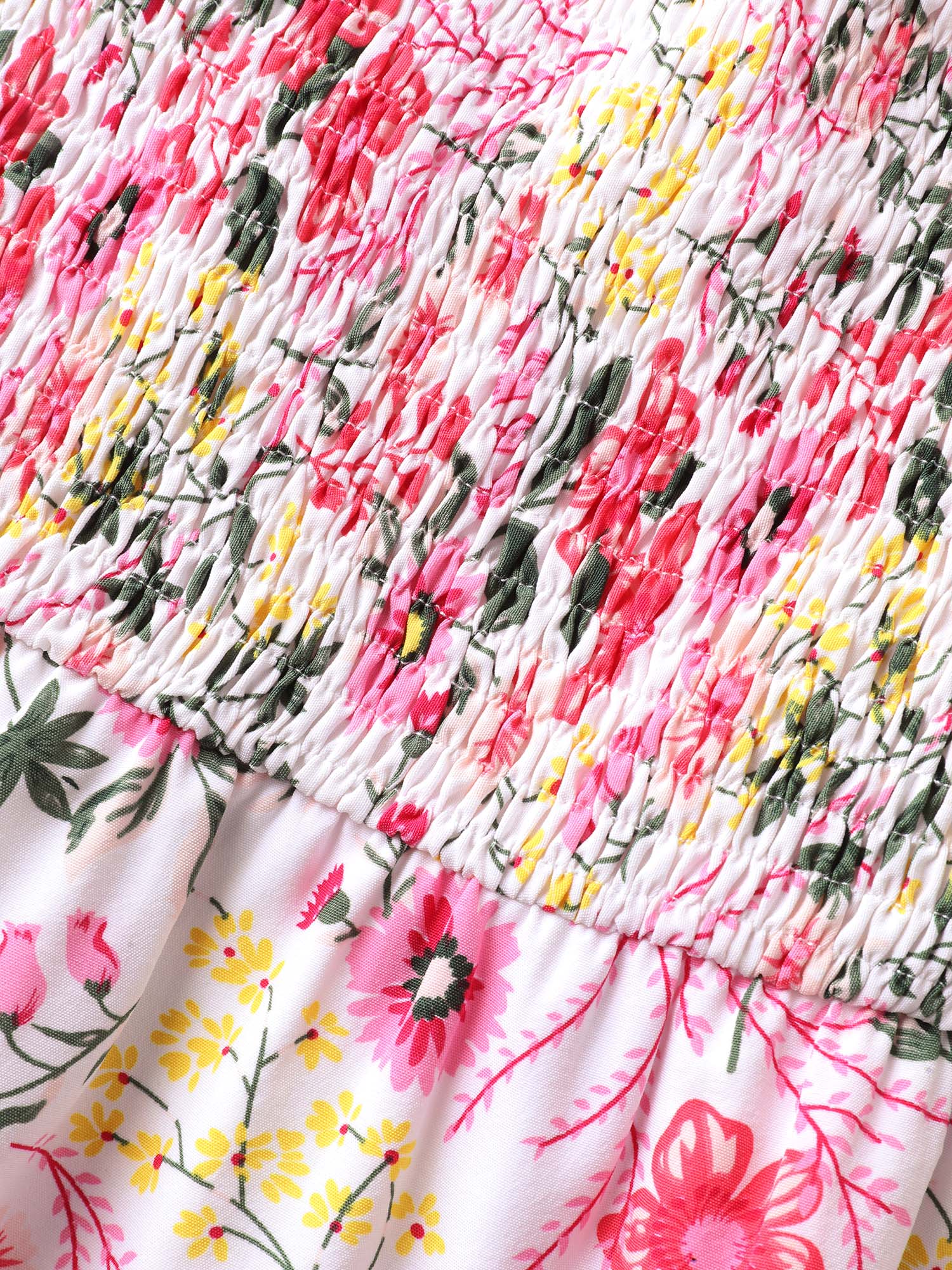 Shirred Floral Print Pockets Maxi Dress - Image 5