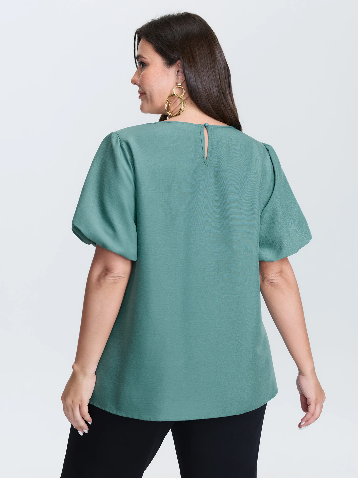 Shirred Handmade Detail Bubble Sleeve Blouse - Image 4