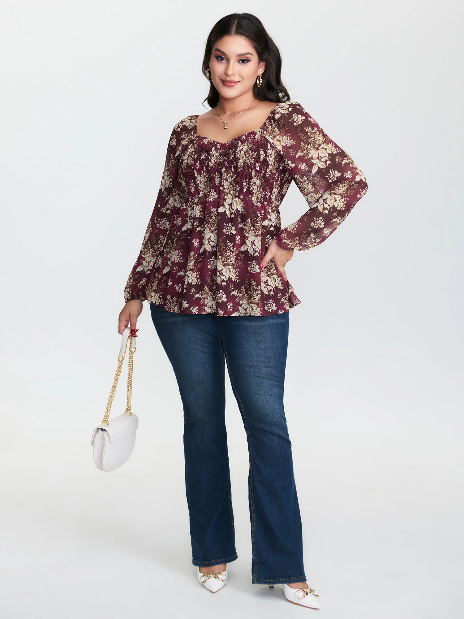 Shirred High-Waist Cinched Blouse - Image 2