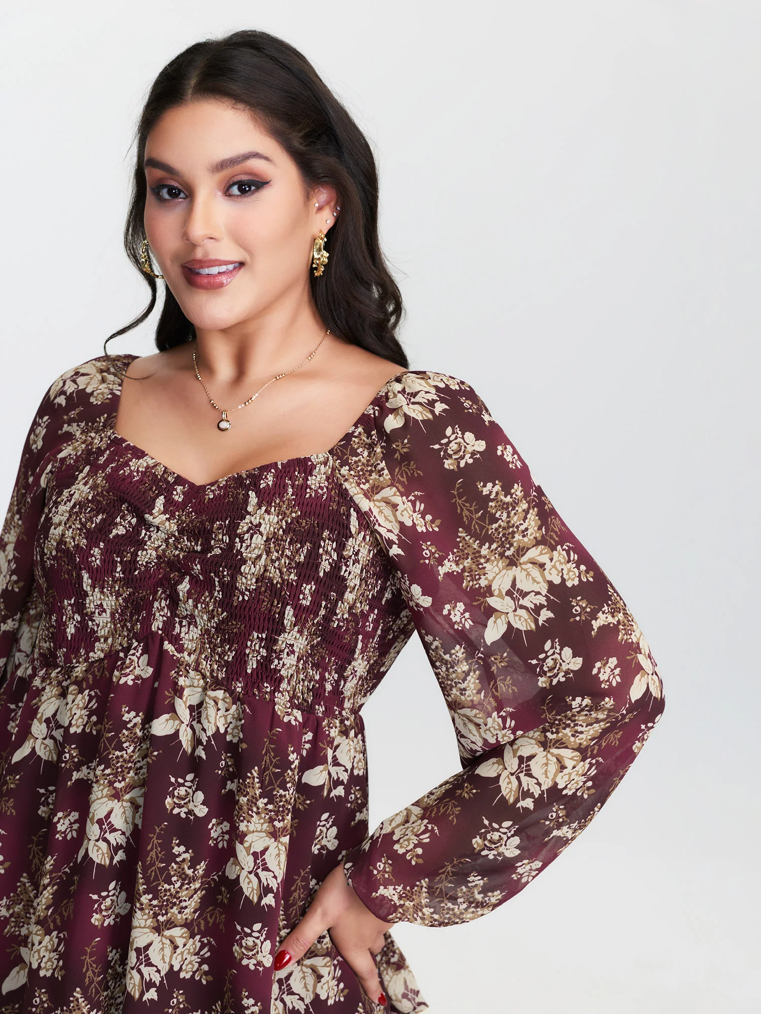 Shirred High-Waist Cinched Blouse - Image 3