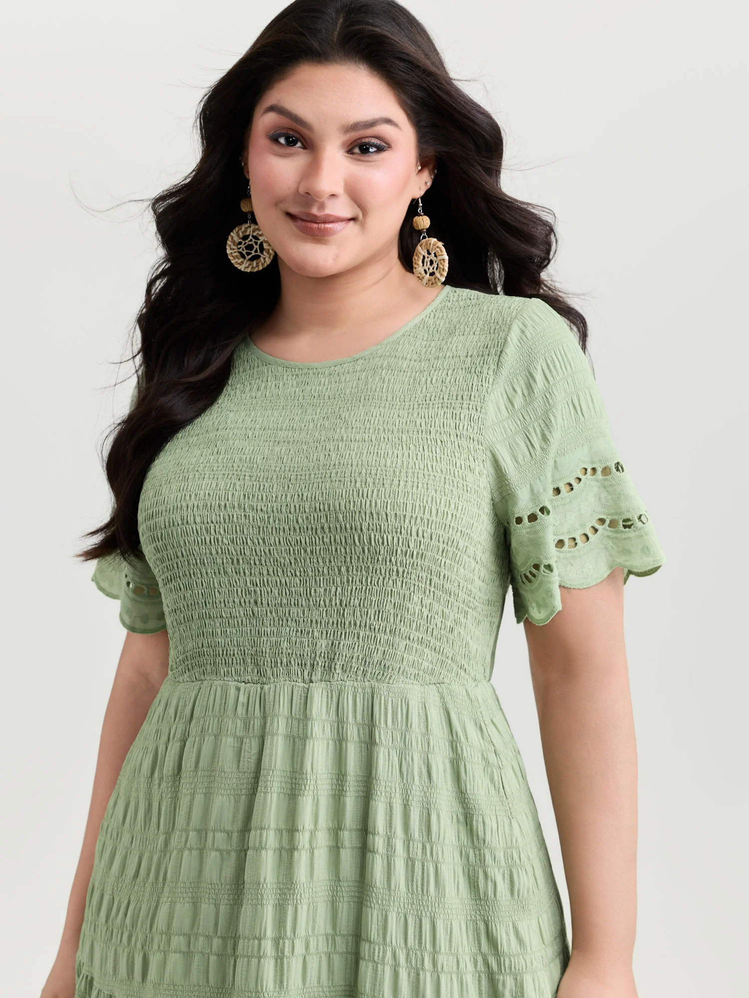 Shirred Lace Flounce Sleeve Tiered Maxi Dress - Image 2