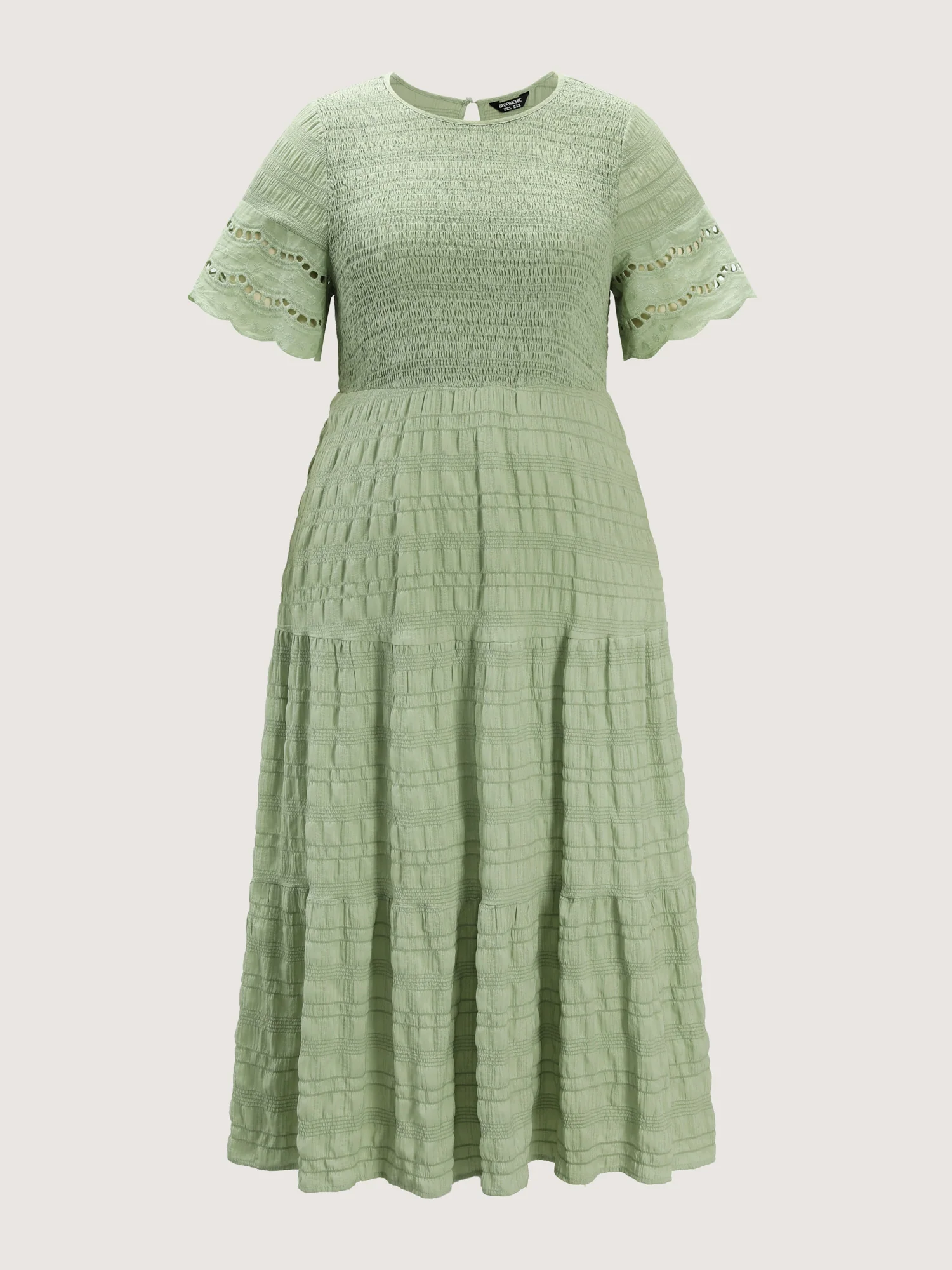 Shirred Lace Flounce Sleeve Tiered Maxi Dress - Image 7