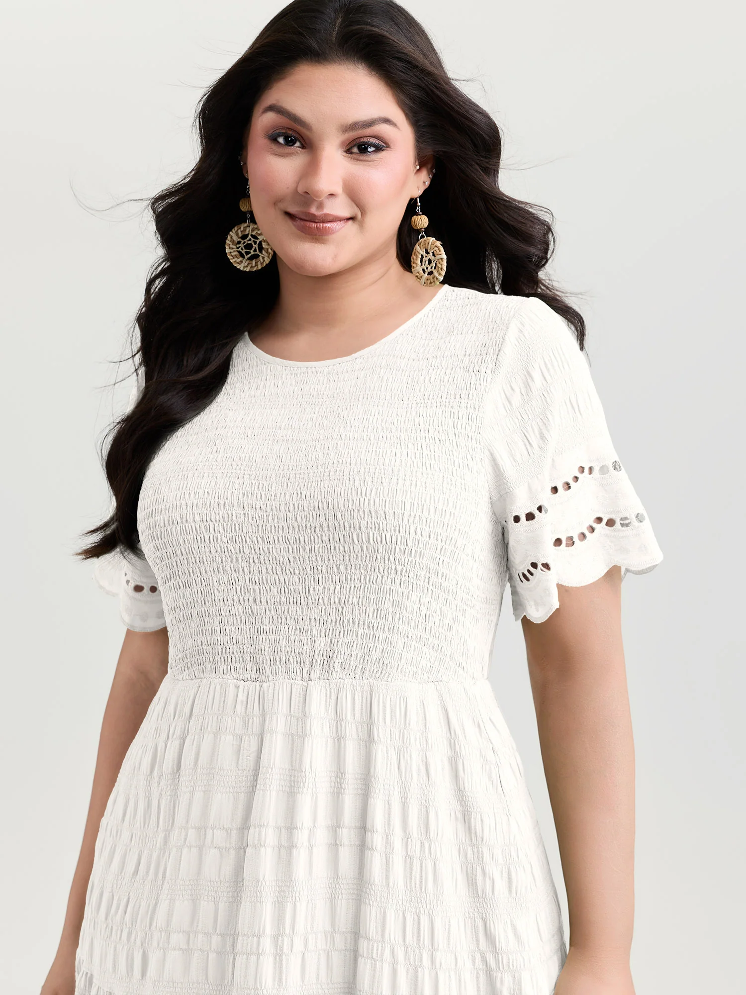Shirred Lace Flounce Sleeve Tiered Maxi Dress - Image 9