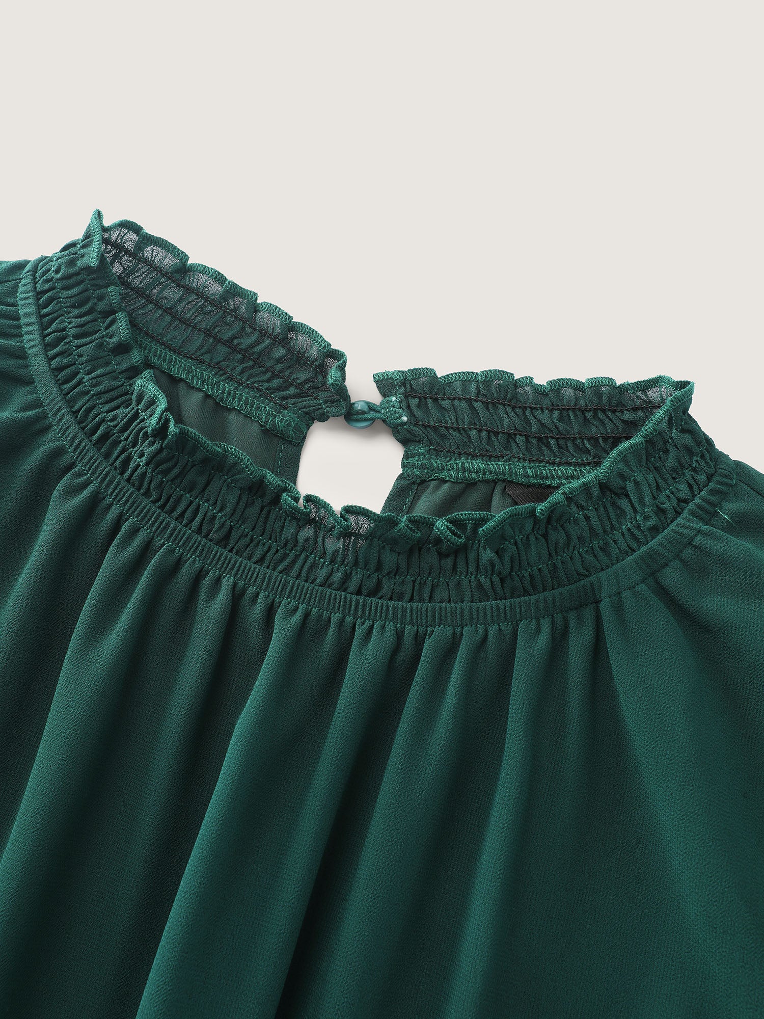 Shirred Layered Ruffled Sheer Sleeve Blouse - Image 7