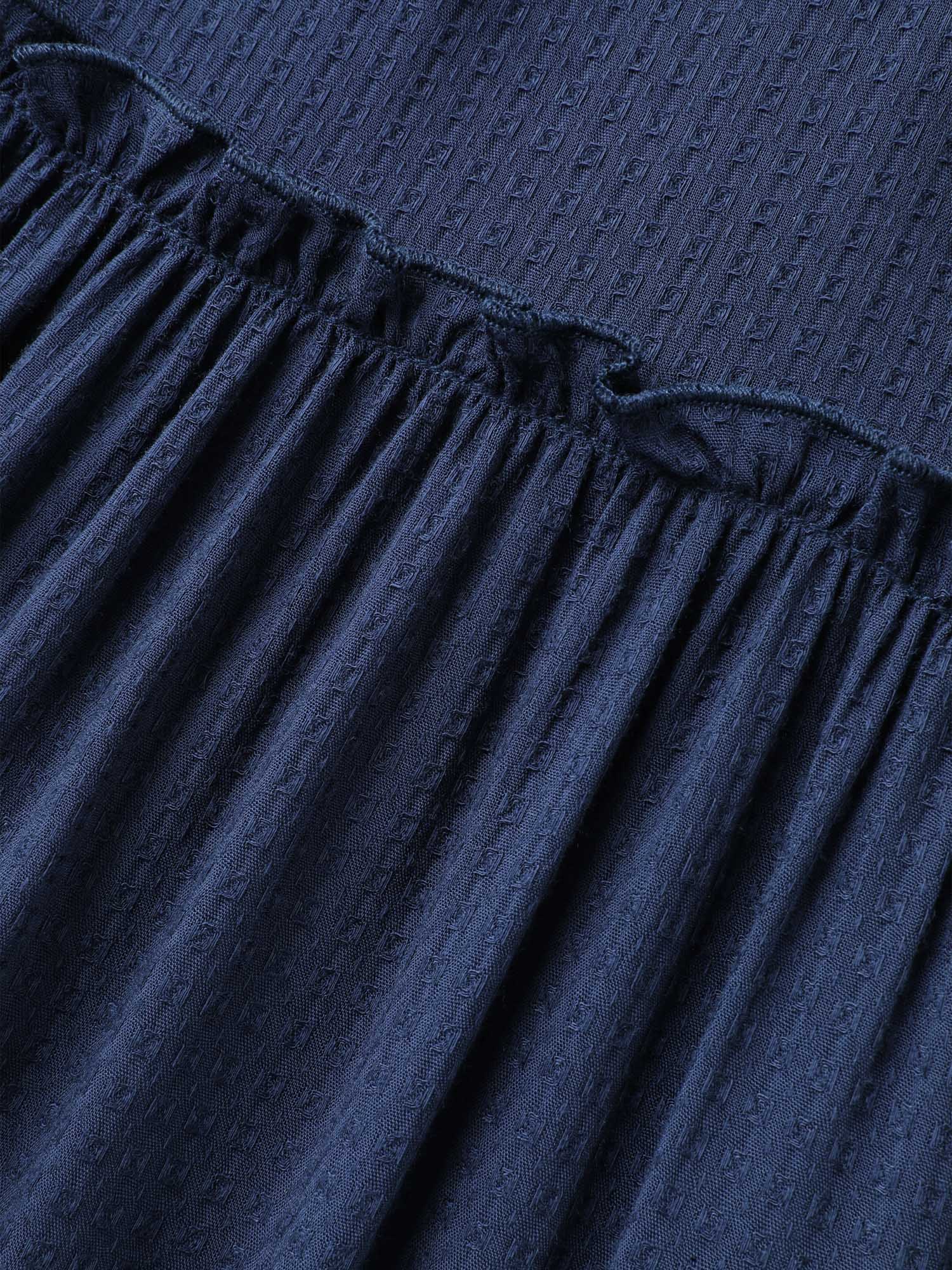 Shirred Neck Tie Tiered Puff Sleeve Dress - Image 6